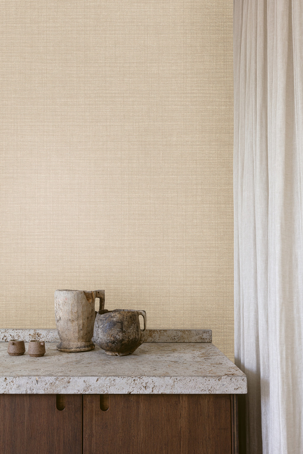 Masureel behang Orbit Peach in interieur