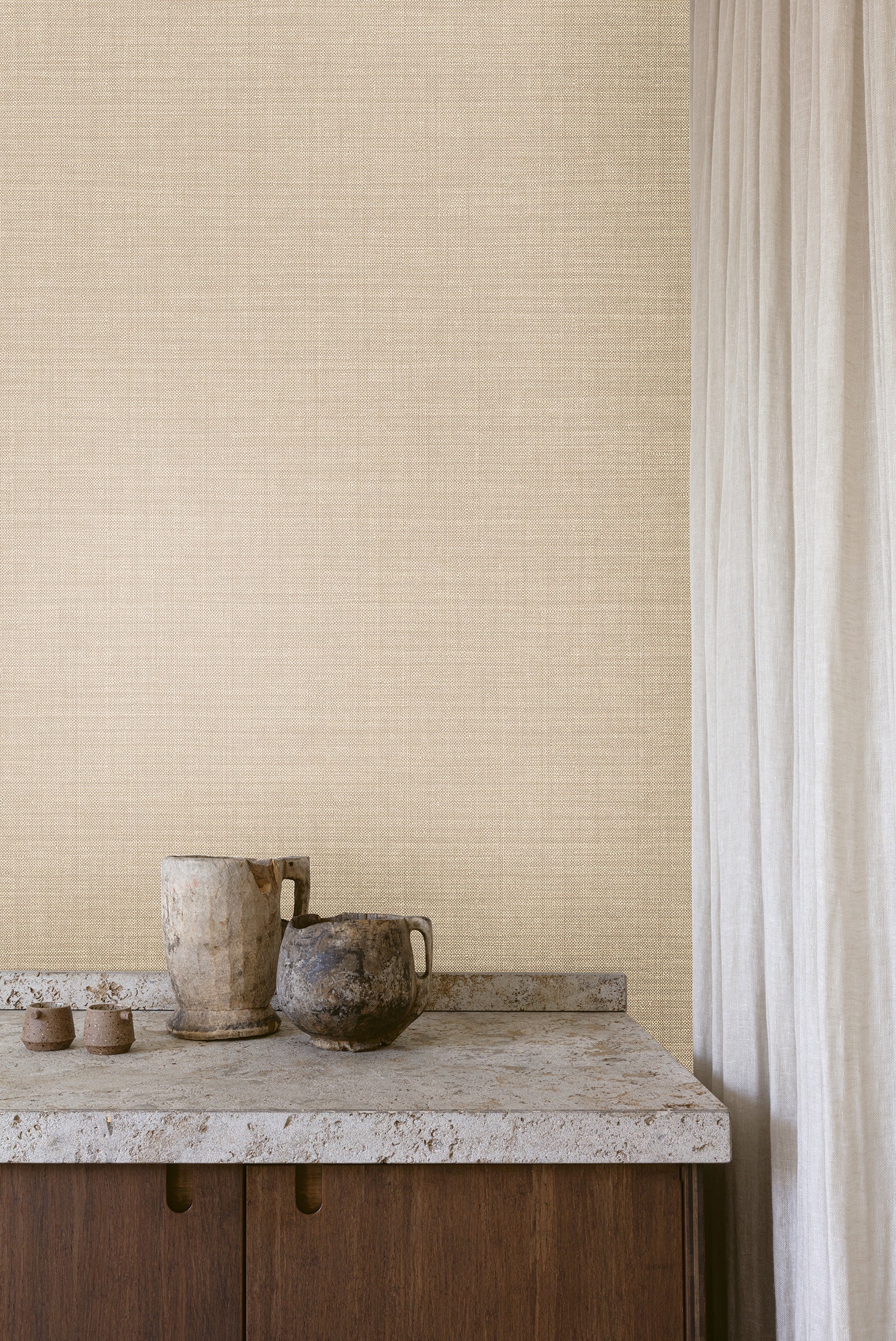 Masureel behang Orbit Peach in interieur