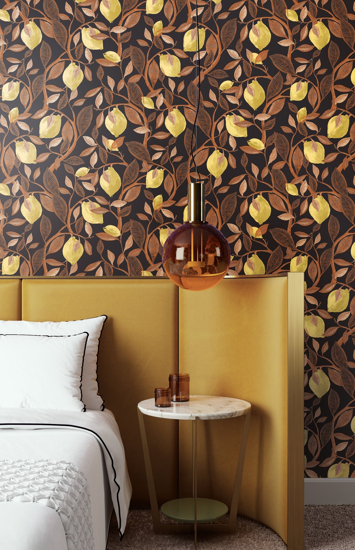 Masureel behang Limone Copper in interieur