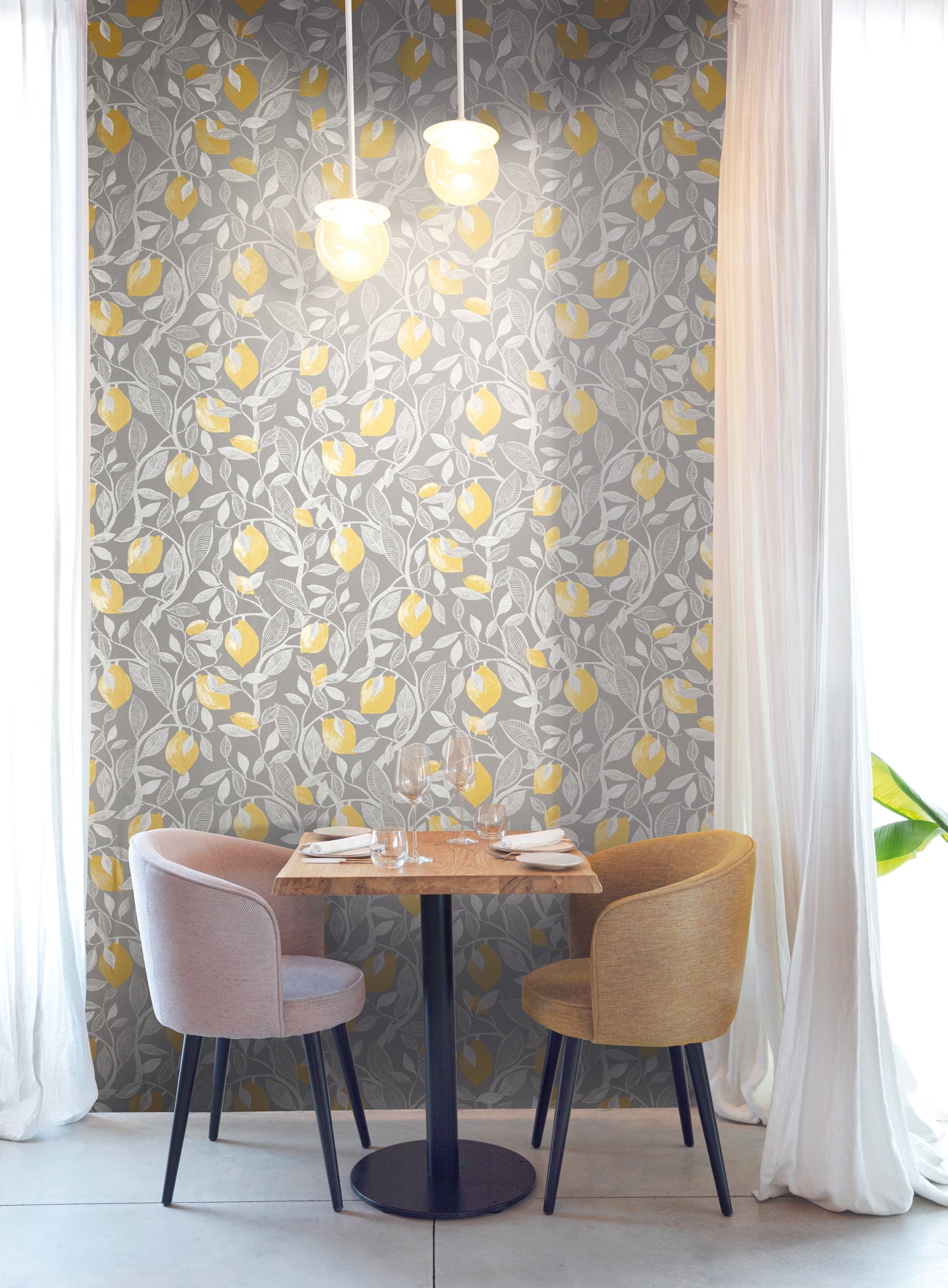 Masureel behang Limone Silver in interieur