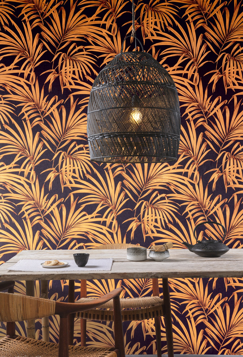 Masureel behang Palm Sunrise in interieur