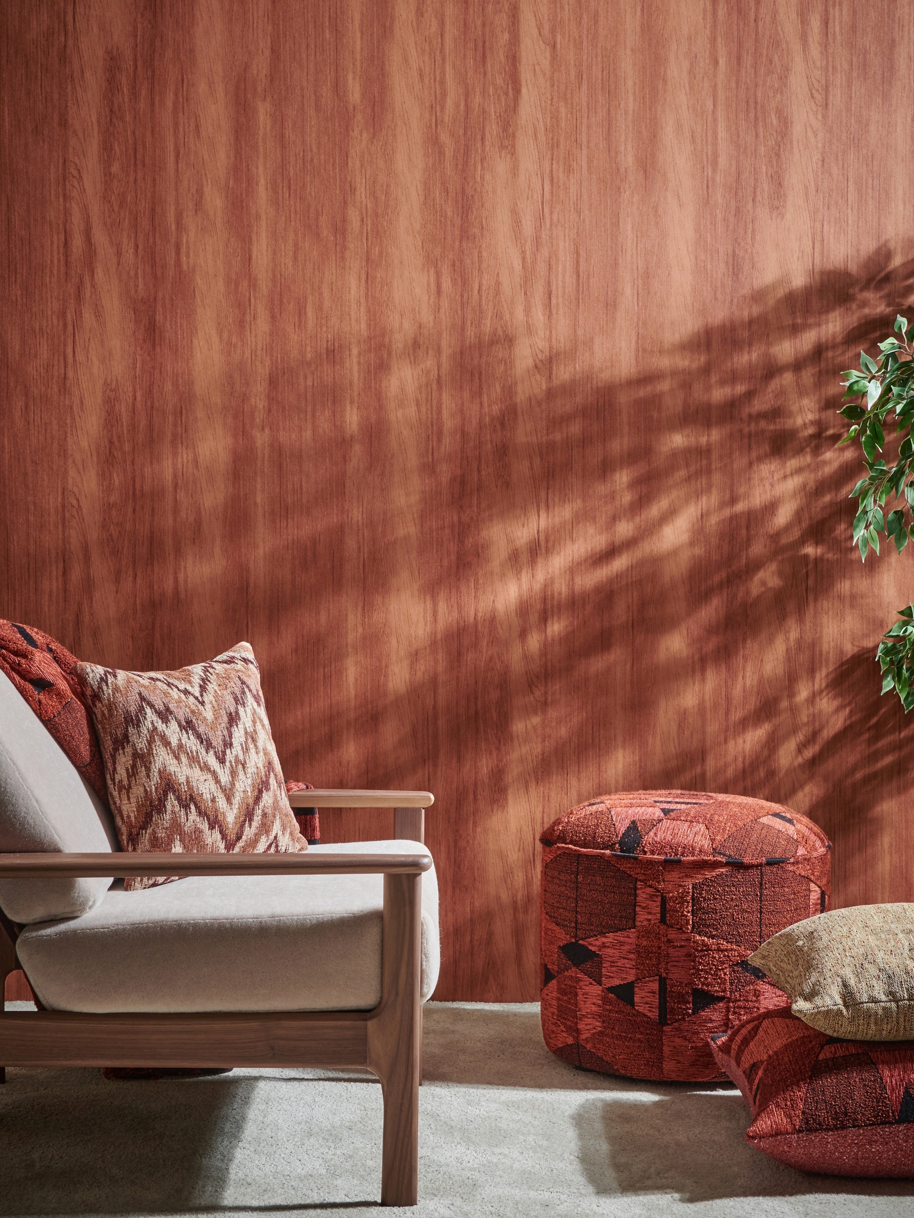 Masureel behang Wood Terra in interieur