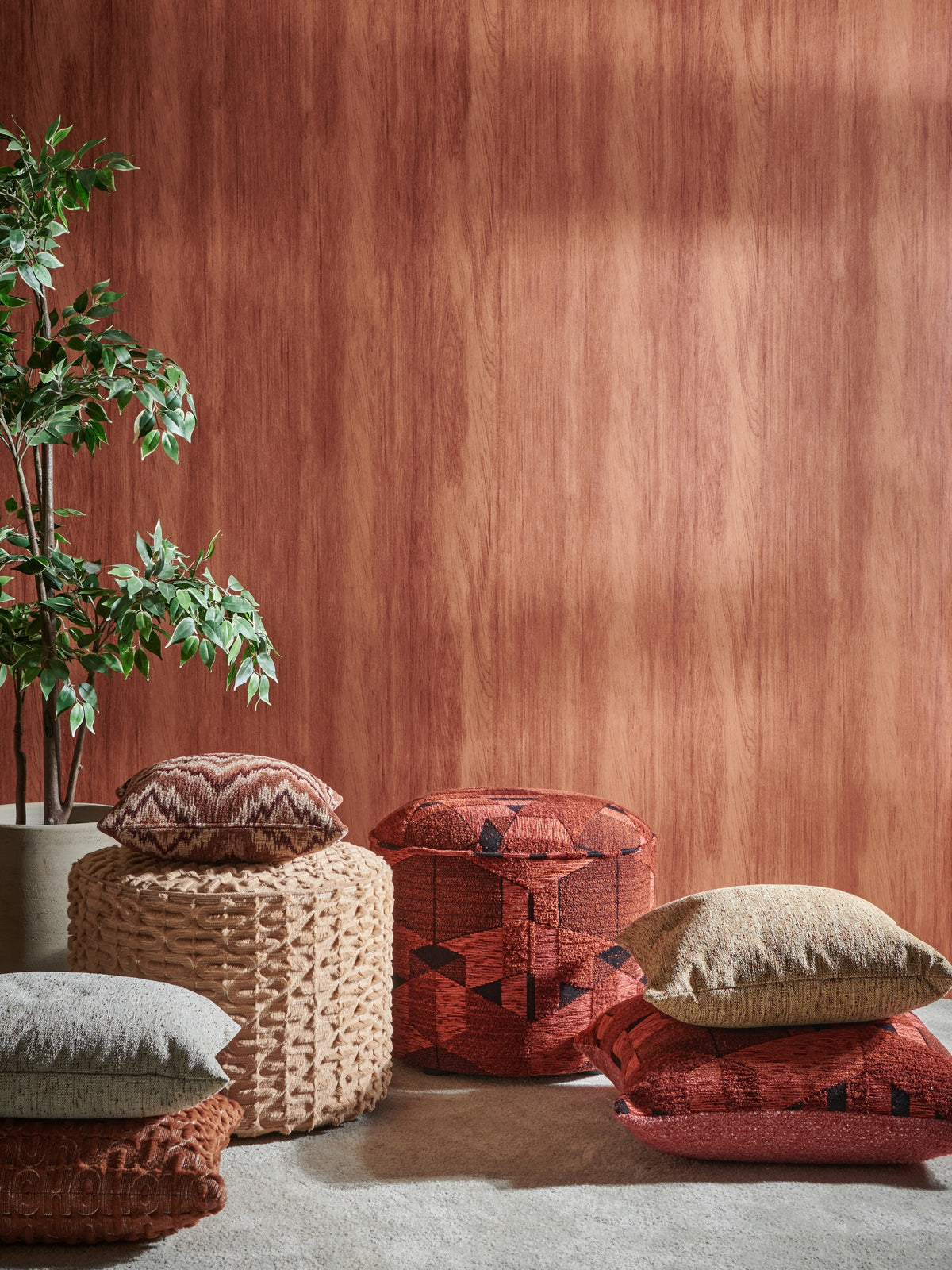Masureel behang Wood Terra in interieur