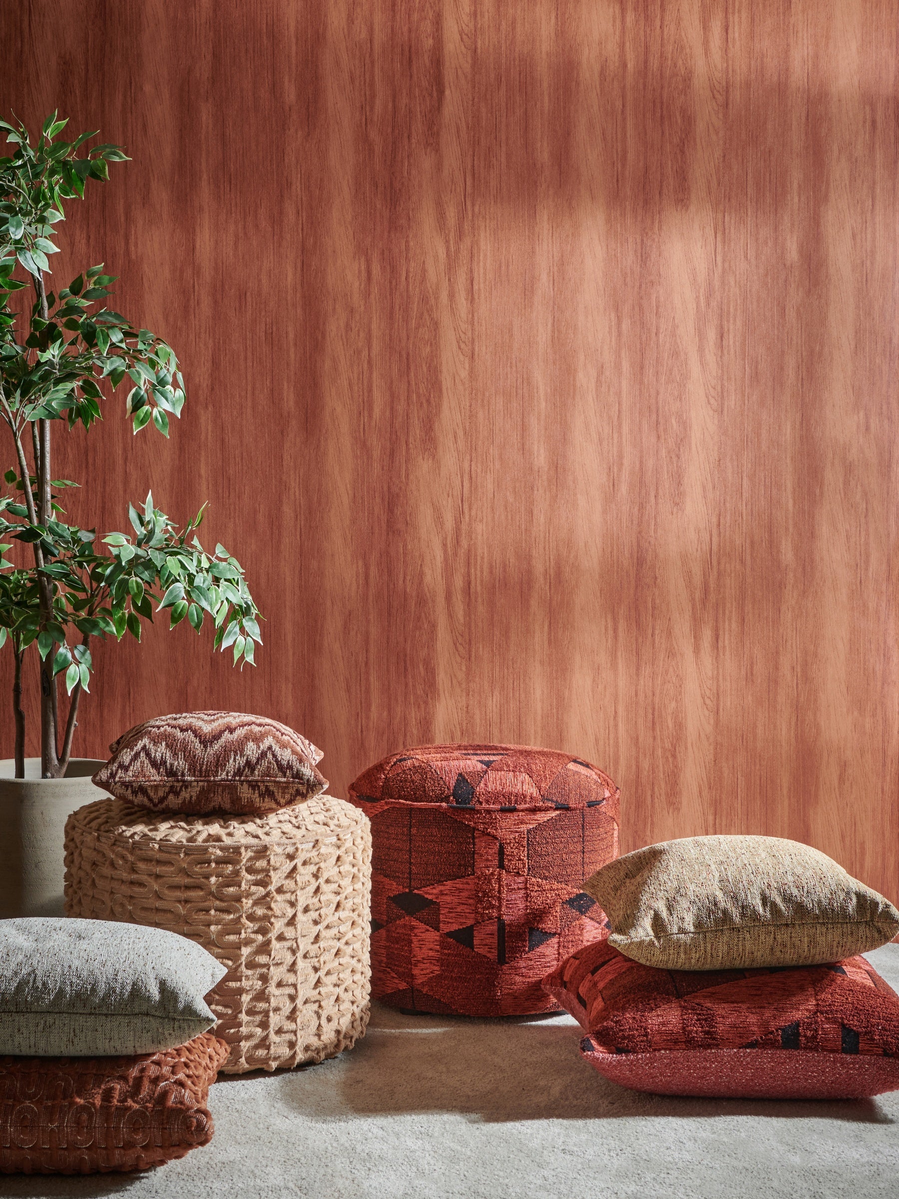 Masureel behang Wood Terra in interieur