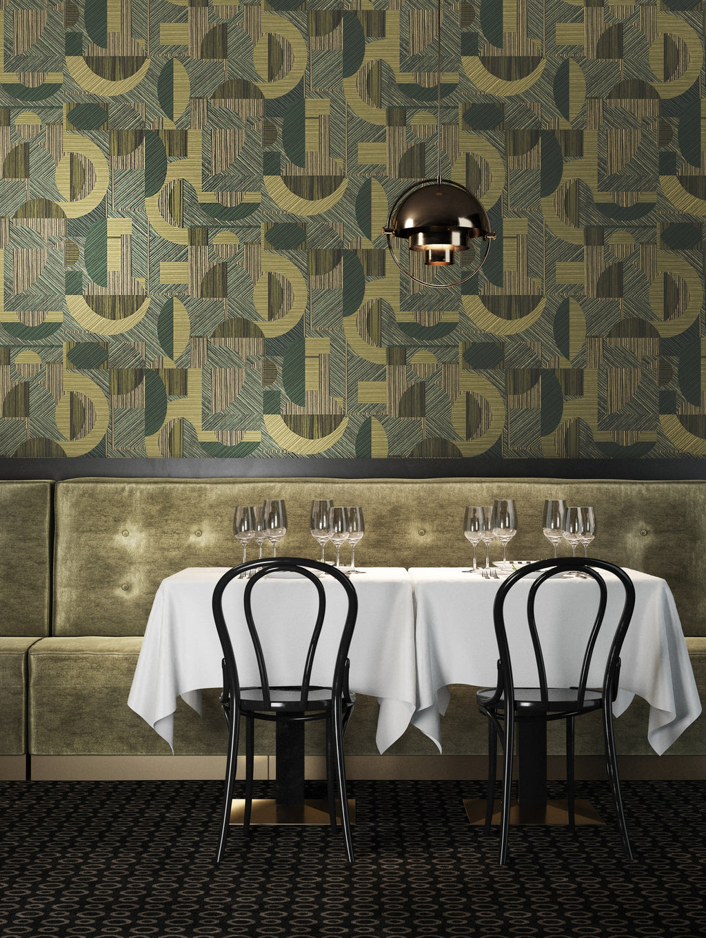 Masureel behang Nakita Olive in interieur