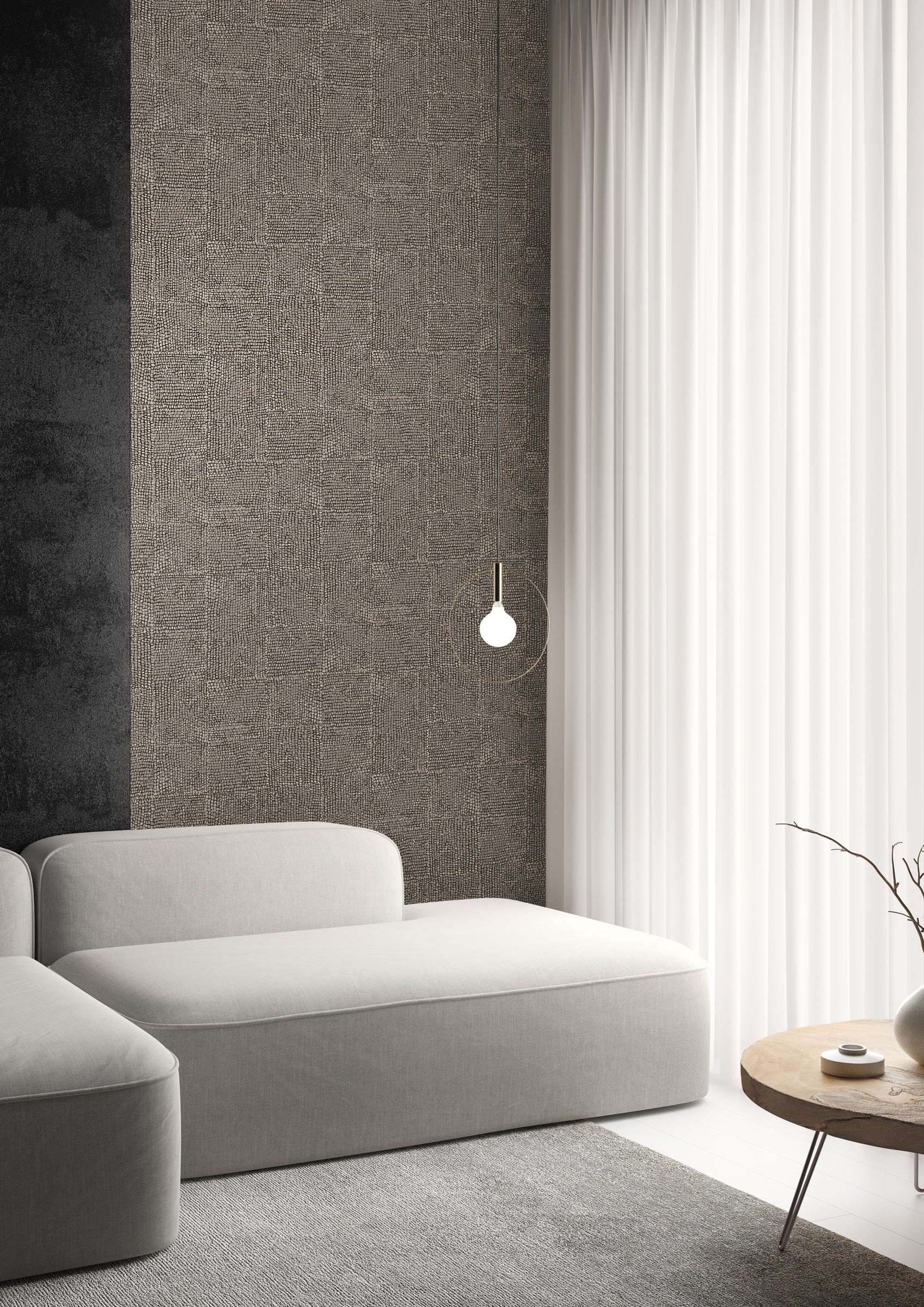 Masureel behang Hide Bronze in interieur