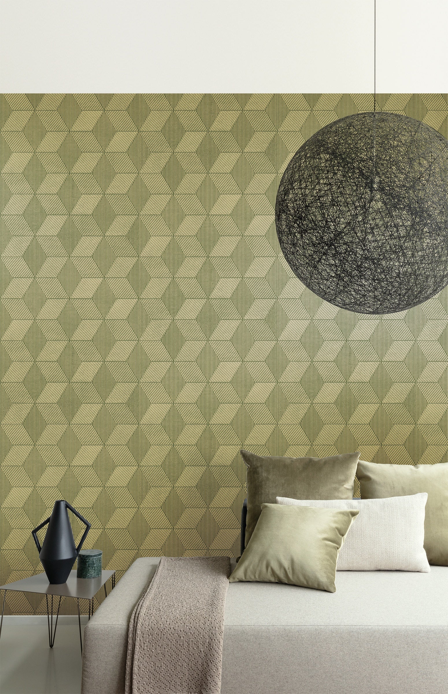 Masureel behang Manhattan Olive in interieur