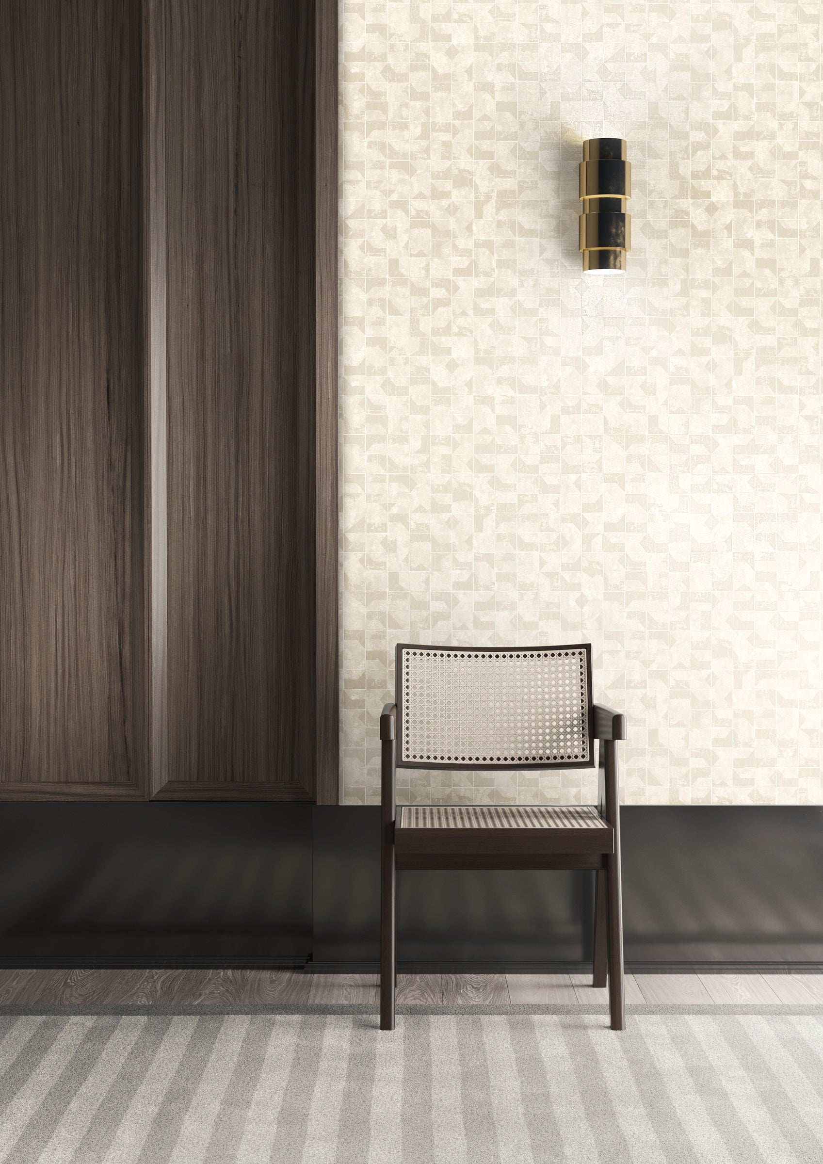 Masureel behang Fragments Ivory in interieur
