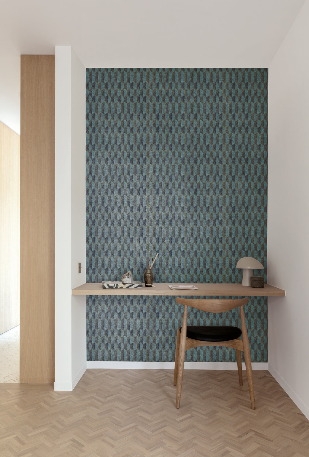 Masureel behang Vector Teal in interieur