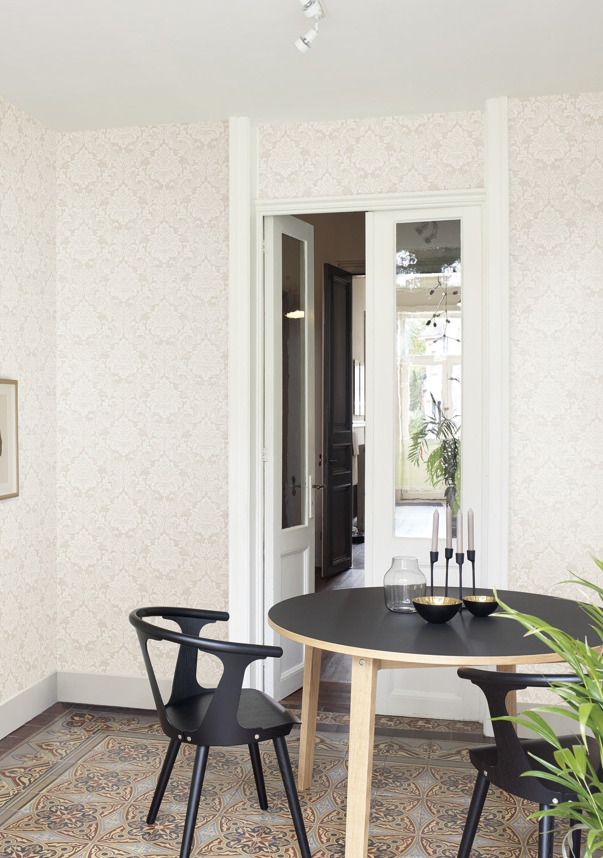 Masureel behang Gregoria Oyster in interieur