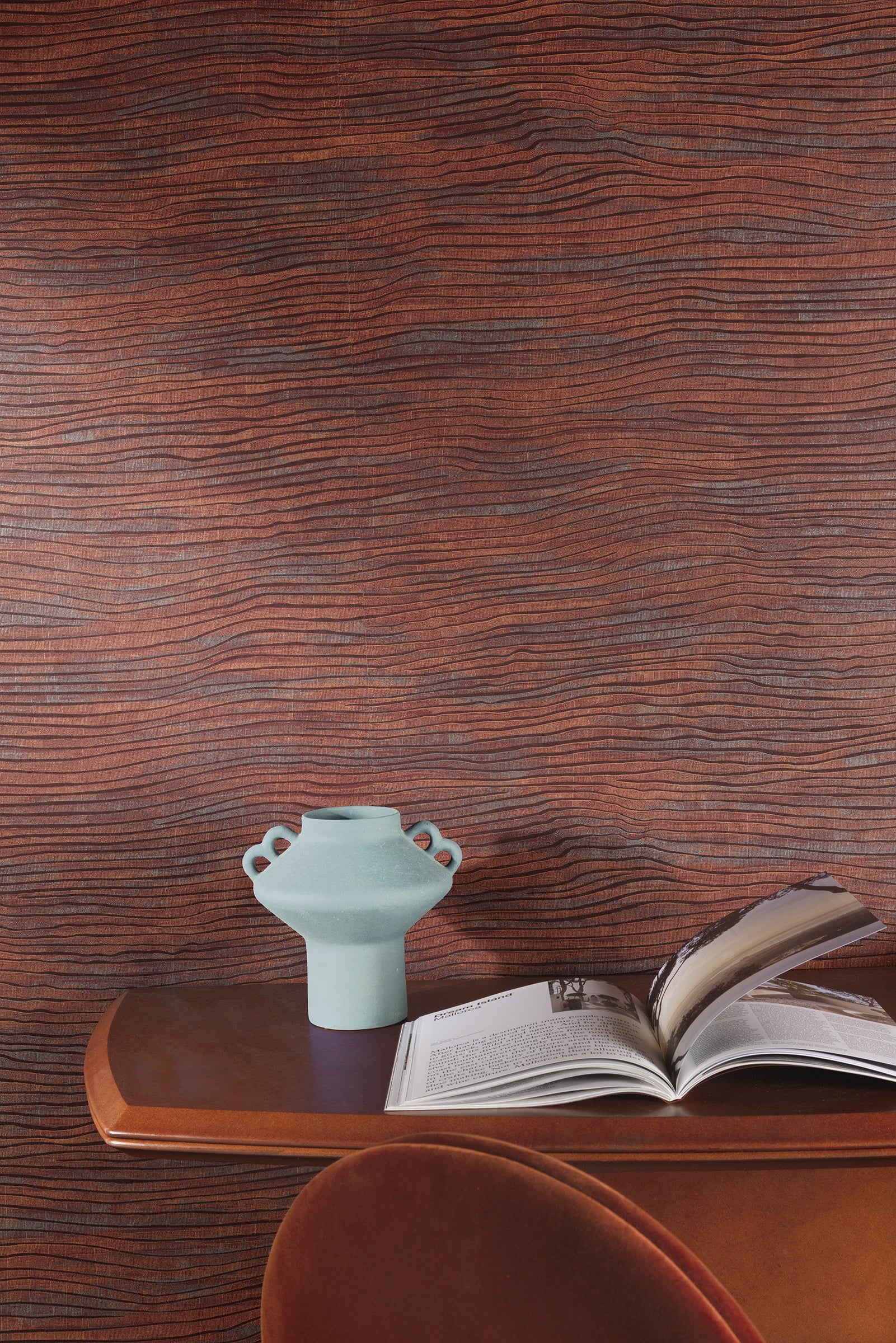 Masureel behang Lucence Auburn in interieur