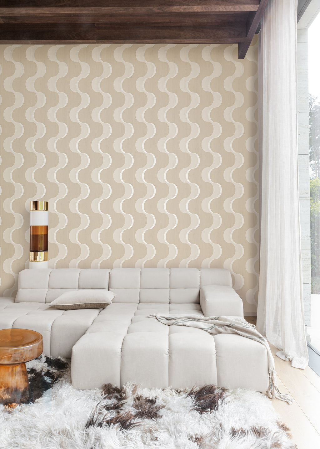 Masureel behang Flow Moonbeam in interieur