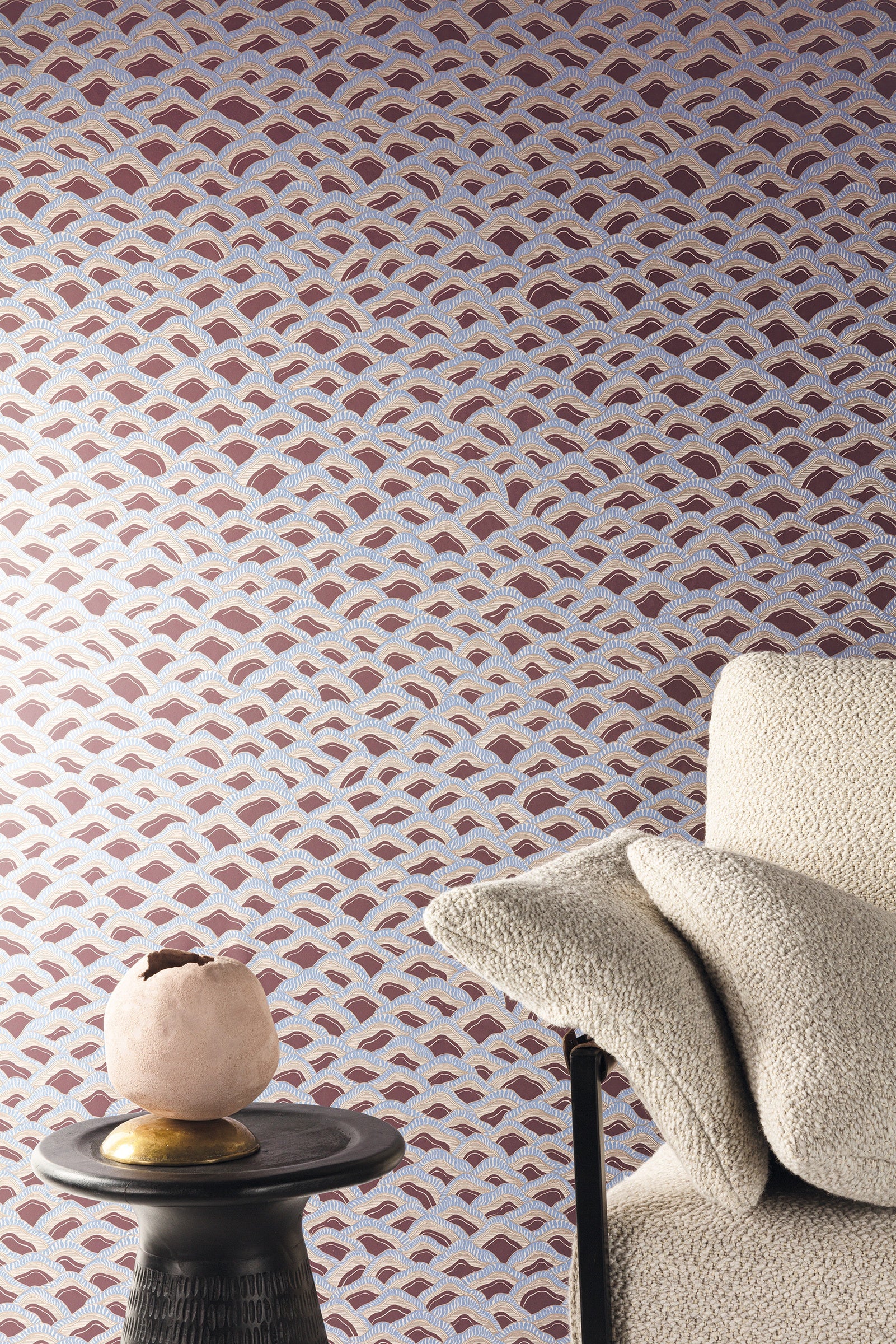 Masureel behang Munro Prune in interieur