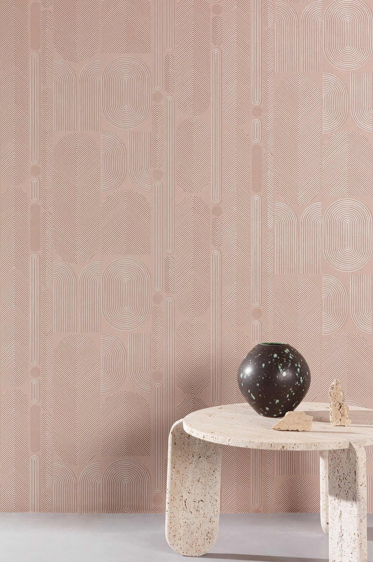 Masureel behang Ovala Peach in interieur