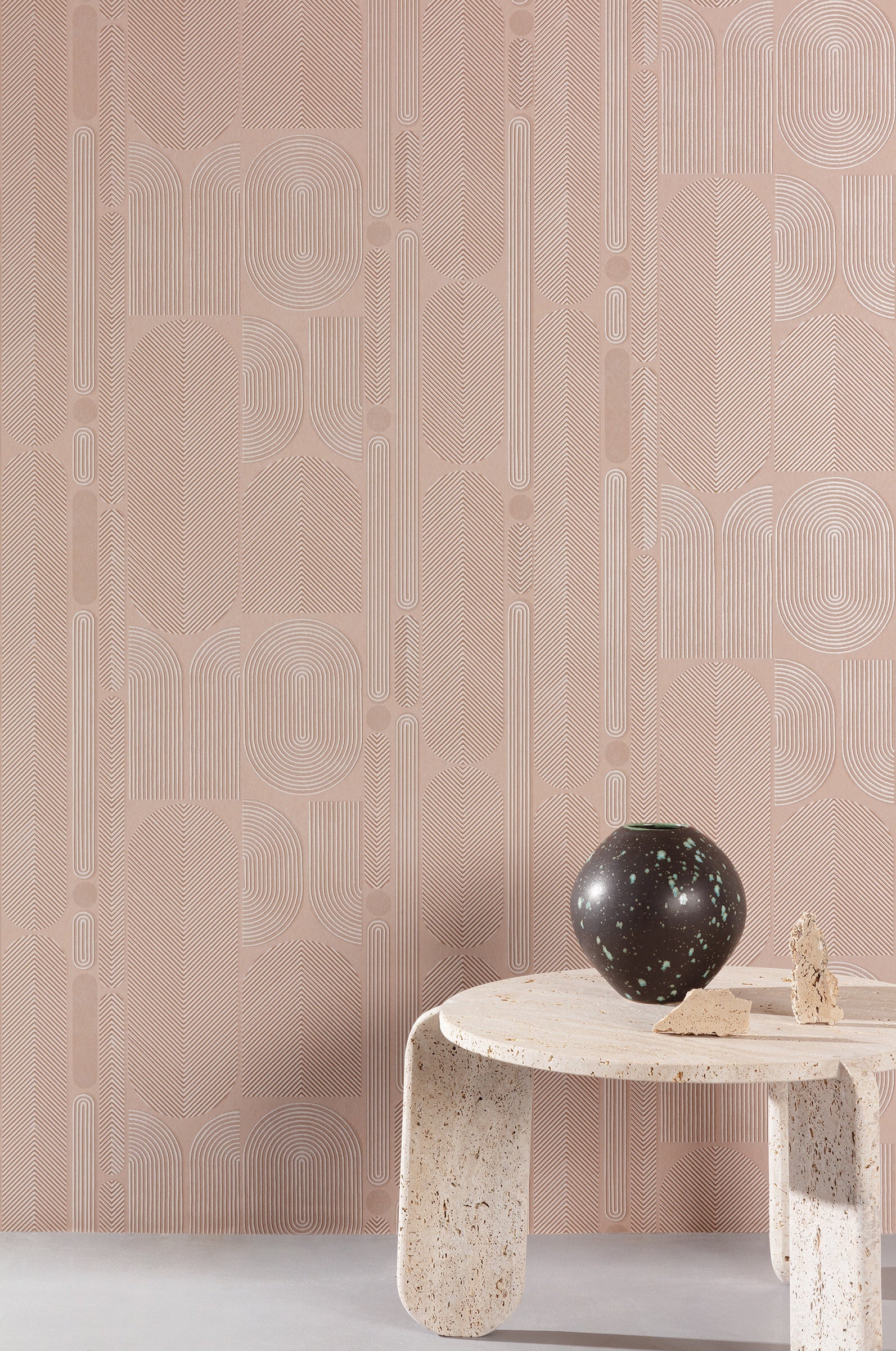 Masureel behang Ovala Peach in interieur