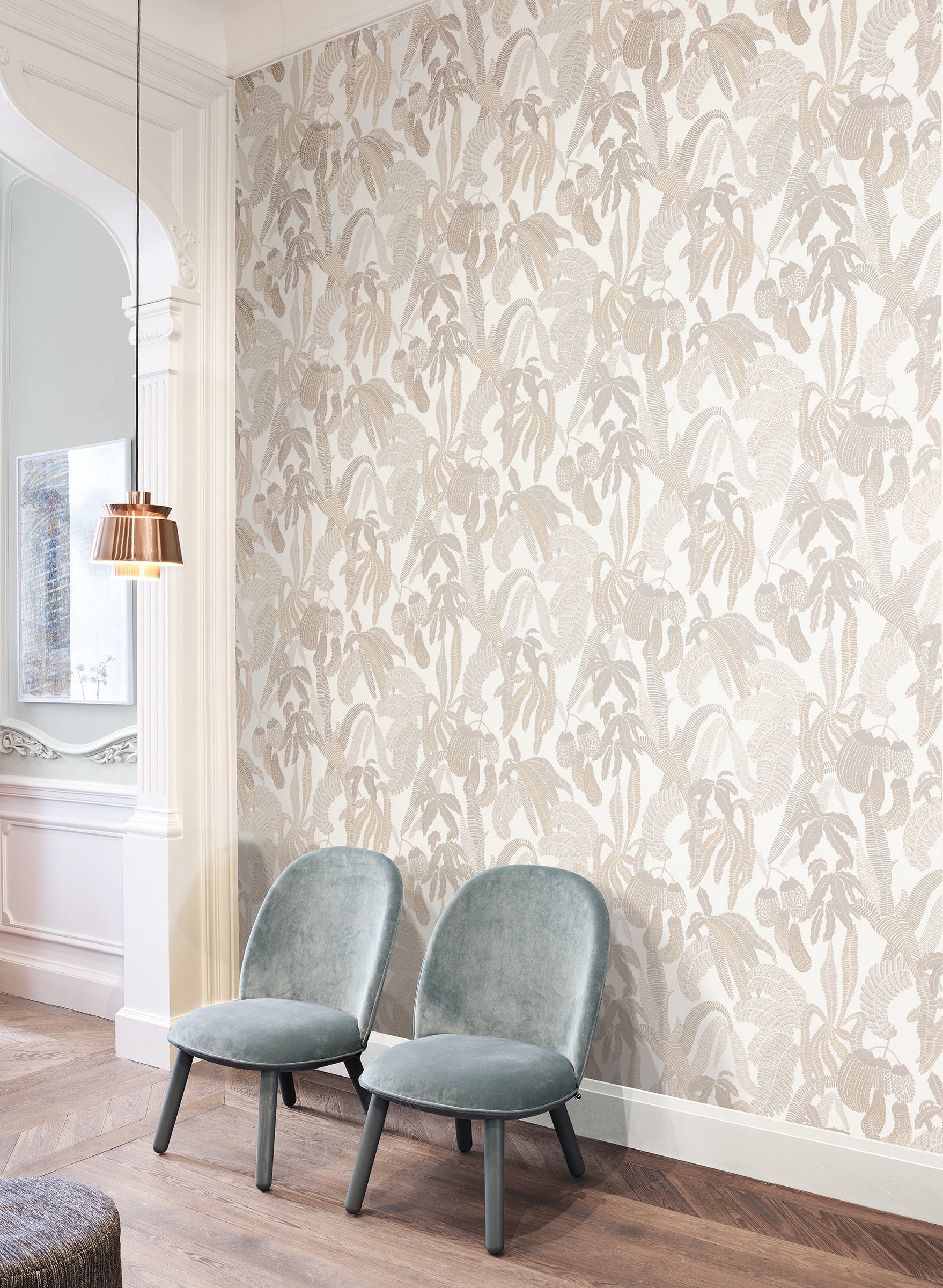 Masureel behang Ninfa Angora in interieur