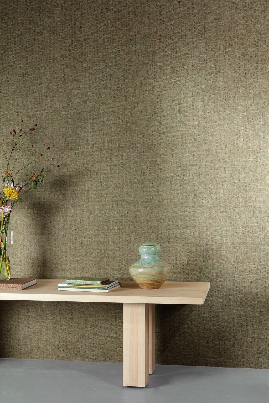 Masureel behang Tonnet Olive in interieur