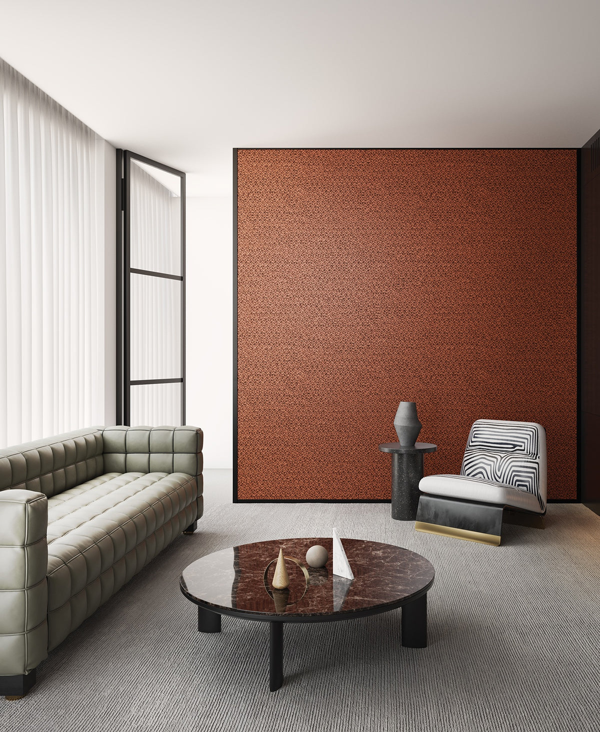 Masureel behang Raffia Tangerine in interieur