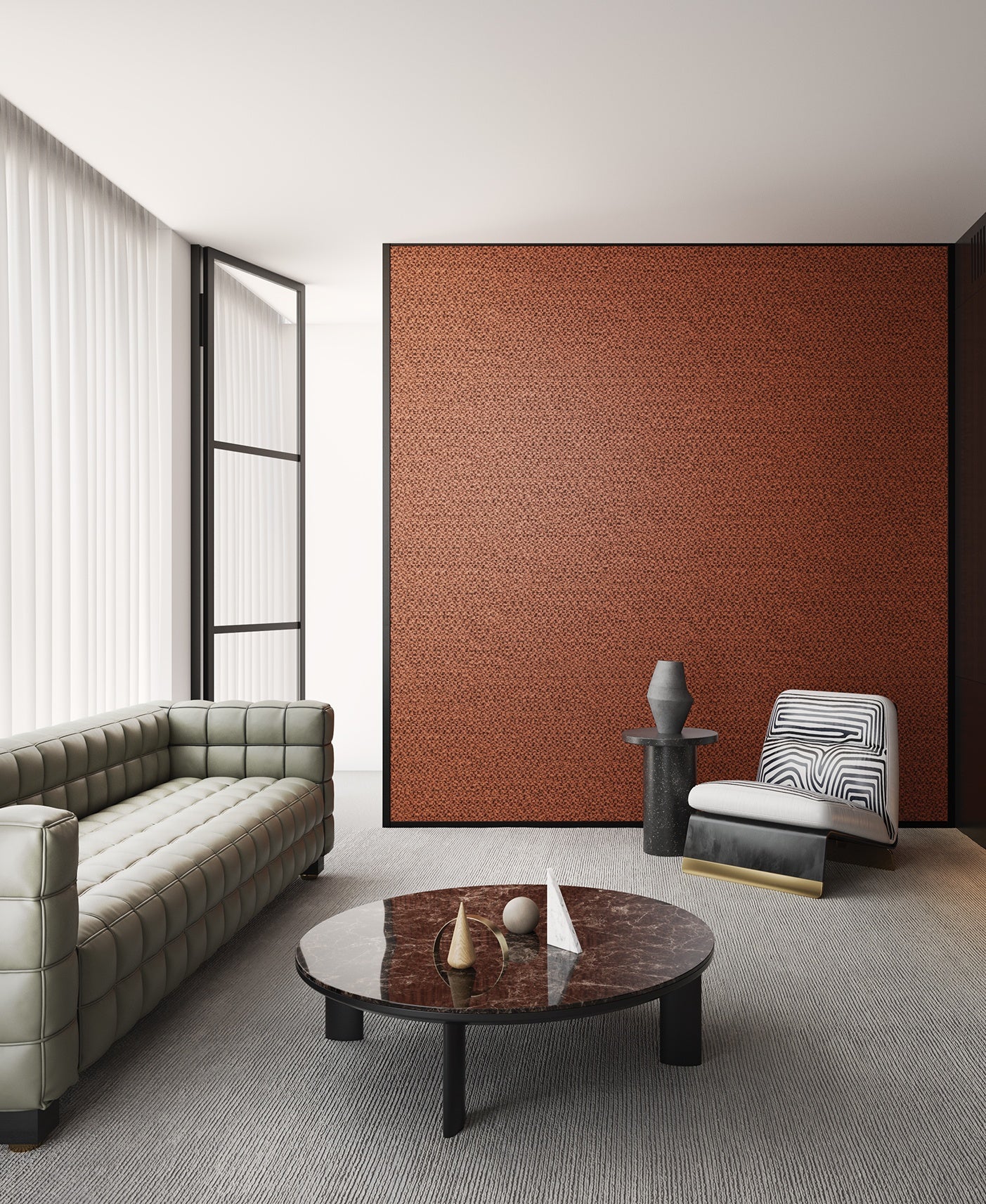 Masureel behang Raffia Tangerine in interieur