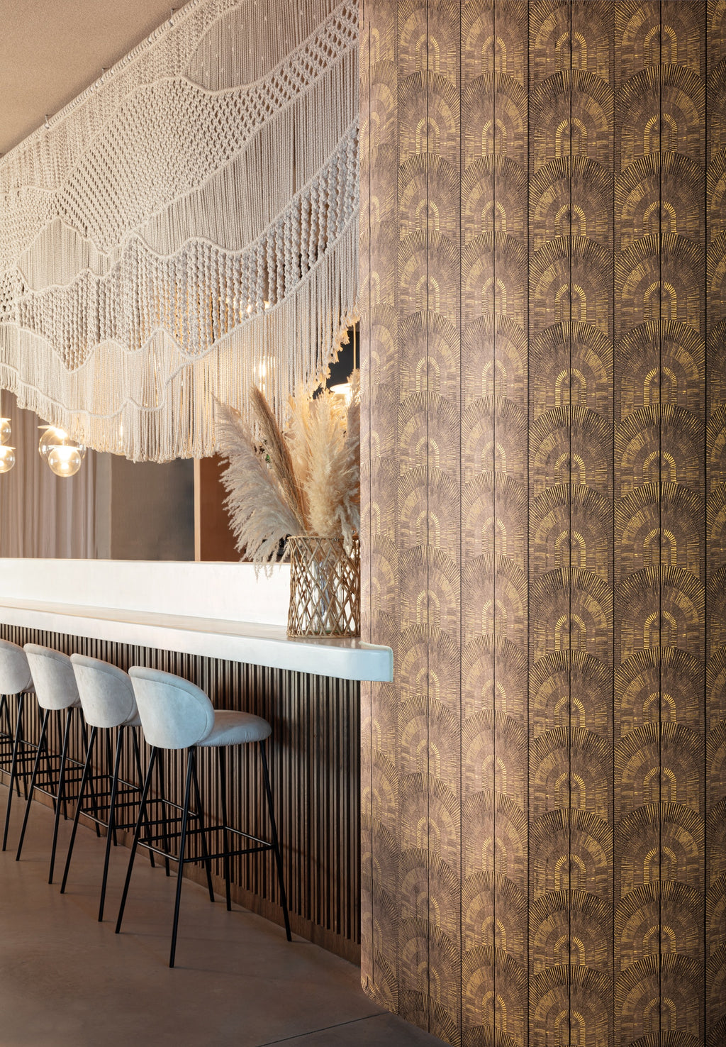 Masureel behang Apollo Hazel in interieur