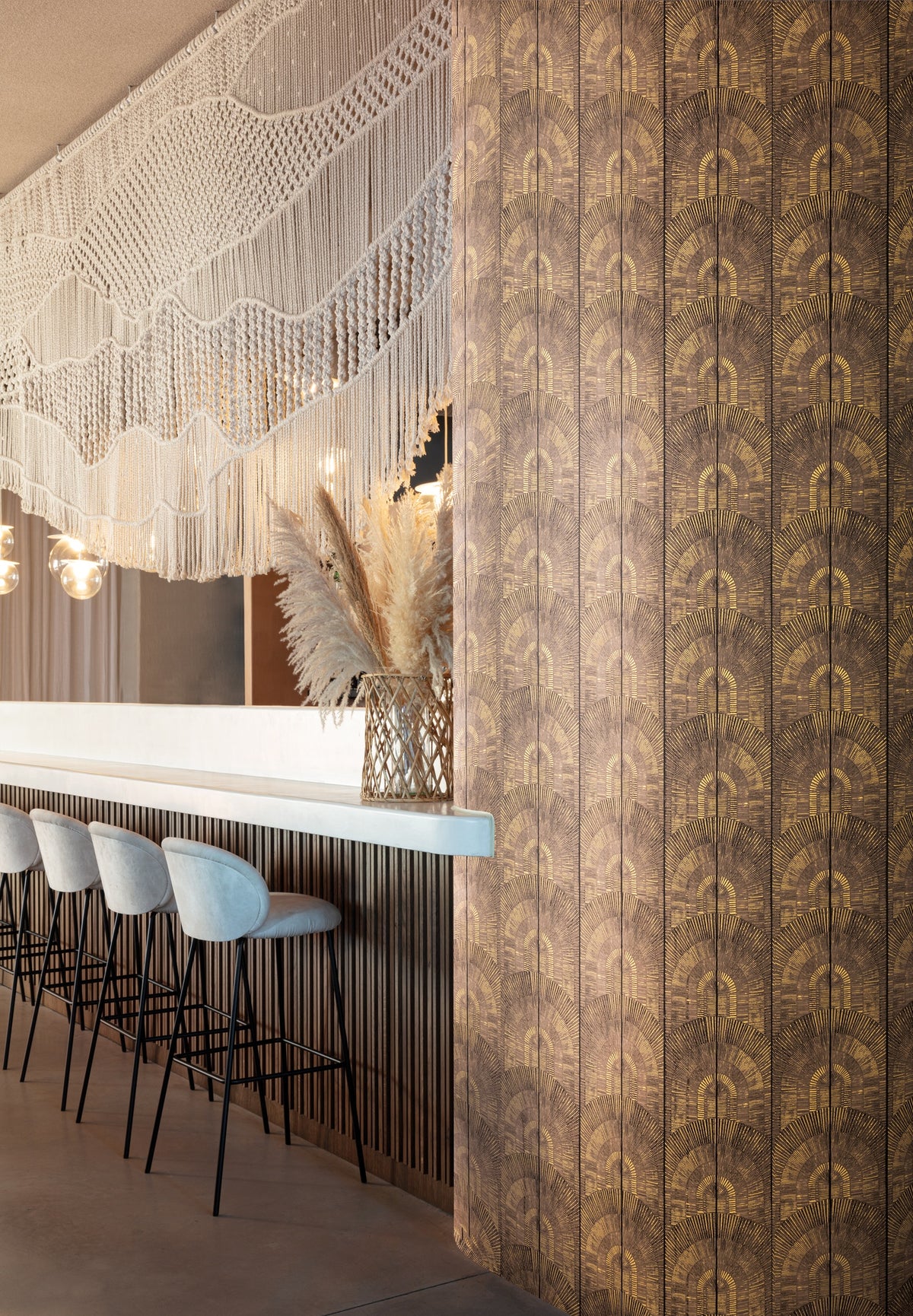 Masureel behang Apollo Hazel in interieur