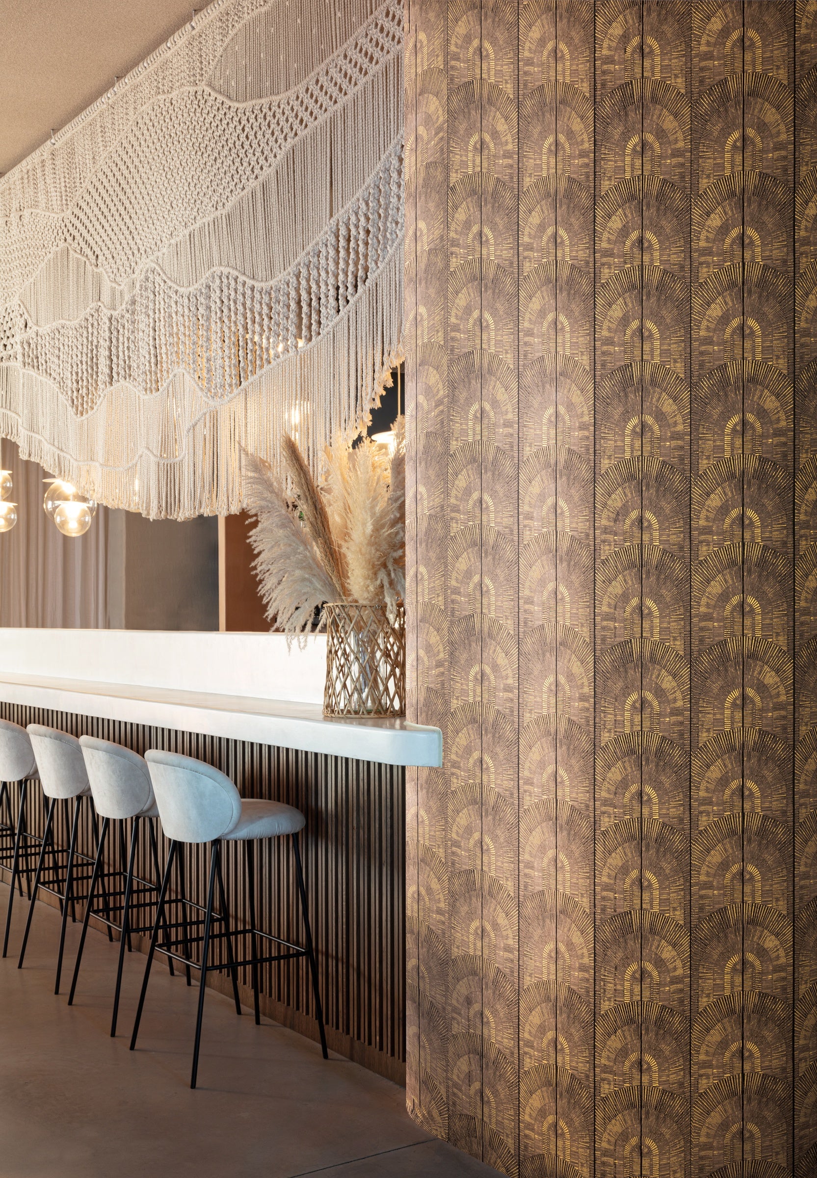 Masureel behang Apollo Hazel in interieur