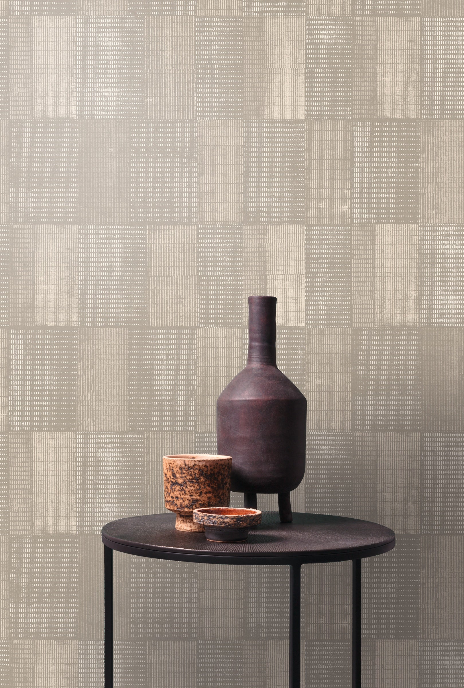 Masureel behang Gyan Taupe in interieur