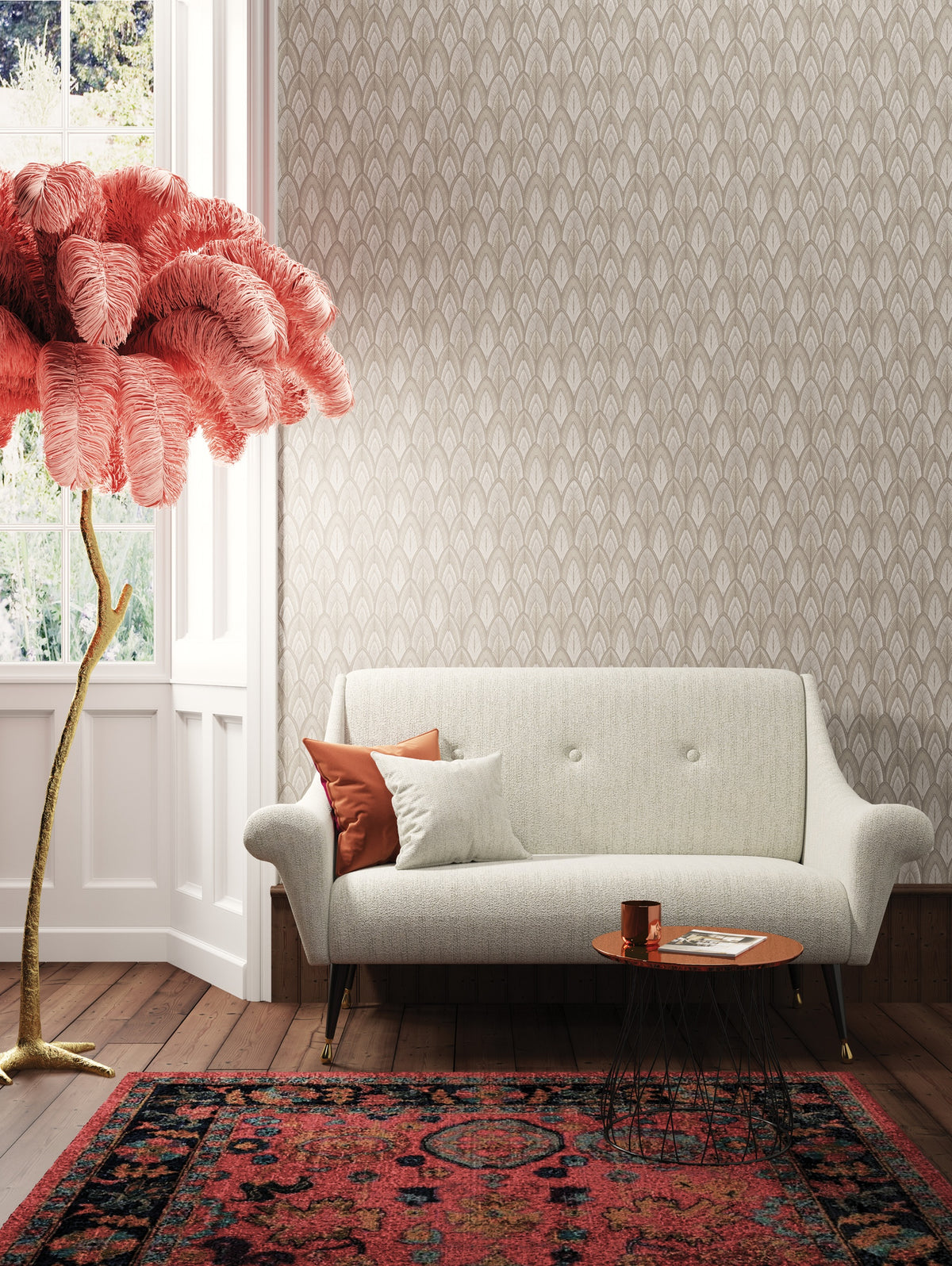 Masureel behang Dabu Taupe in interieur