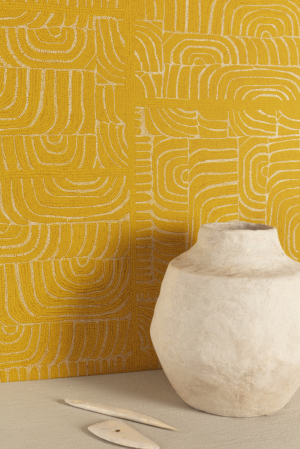 Masureel behang Tehani Calendula in interieur
