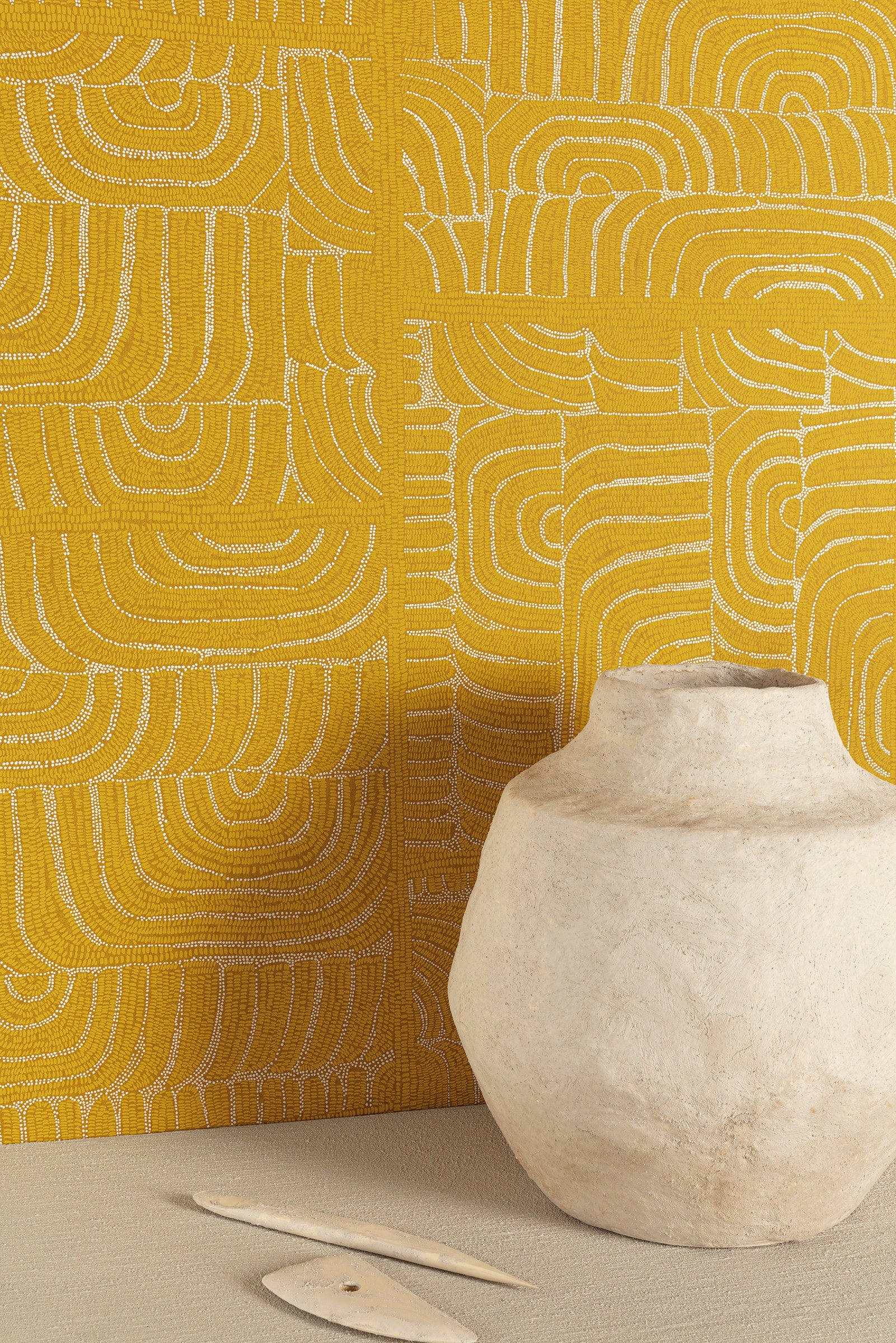 Masureel behang Tehani Calendula in interieur