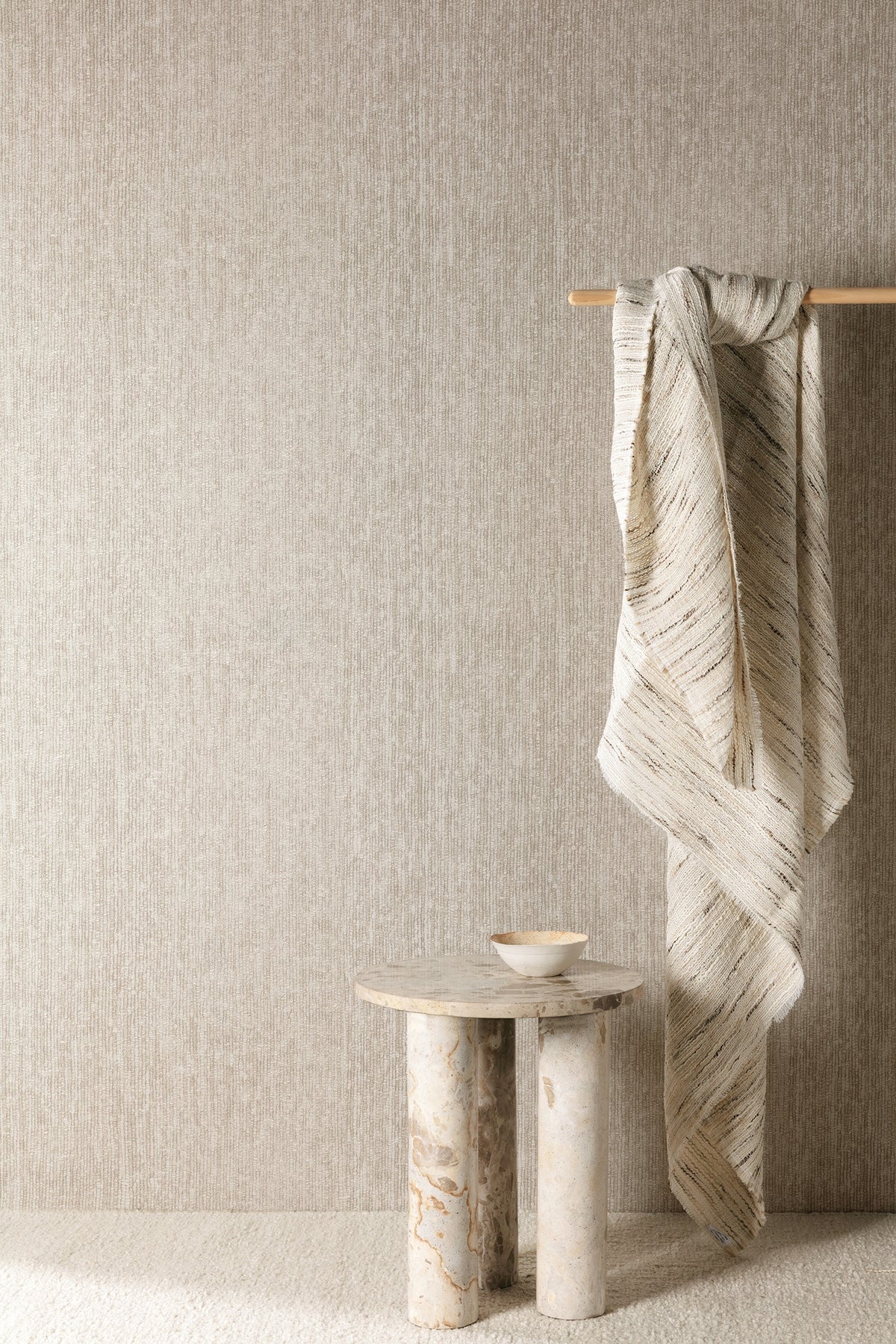 Masureel behang Tessura Ivory in interieur