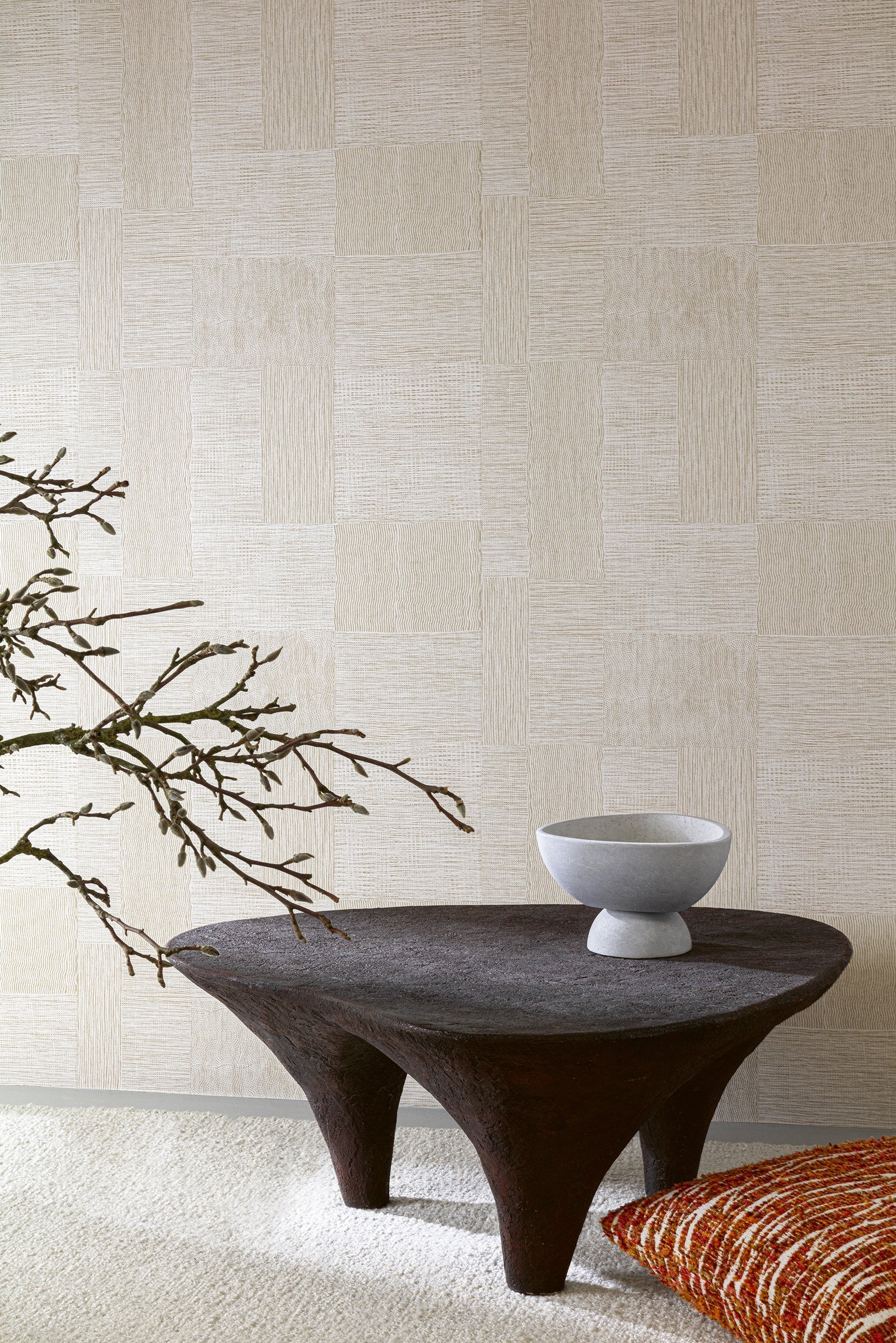Masureel behang Traces Taupe in interieur