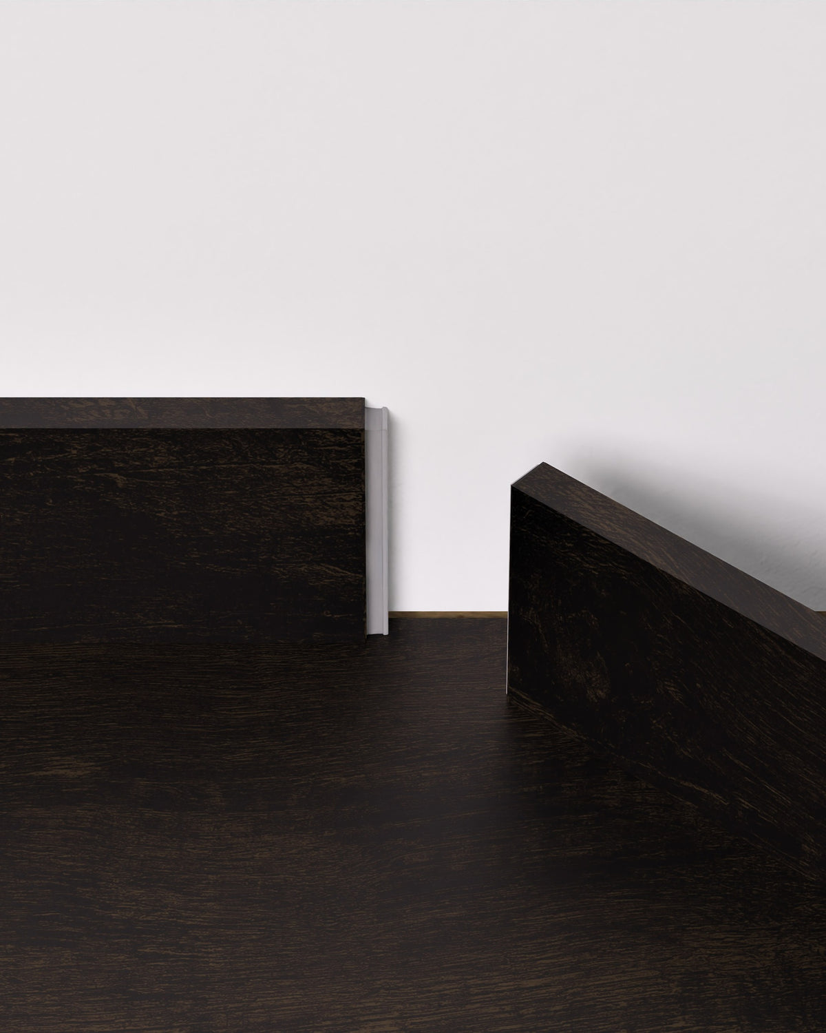 Moduleo LayRed Medium Plint 54991 Country Oak geplaatst langs de muur op de bijpassende PVC vloer