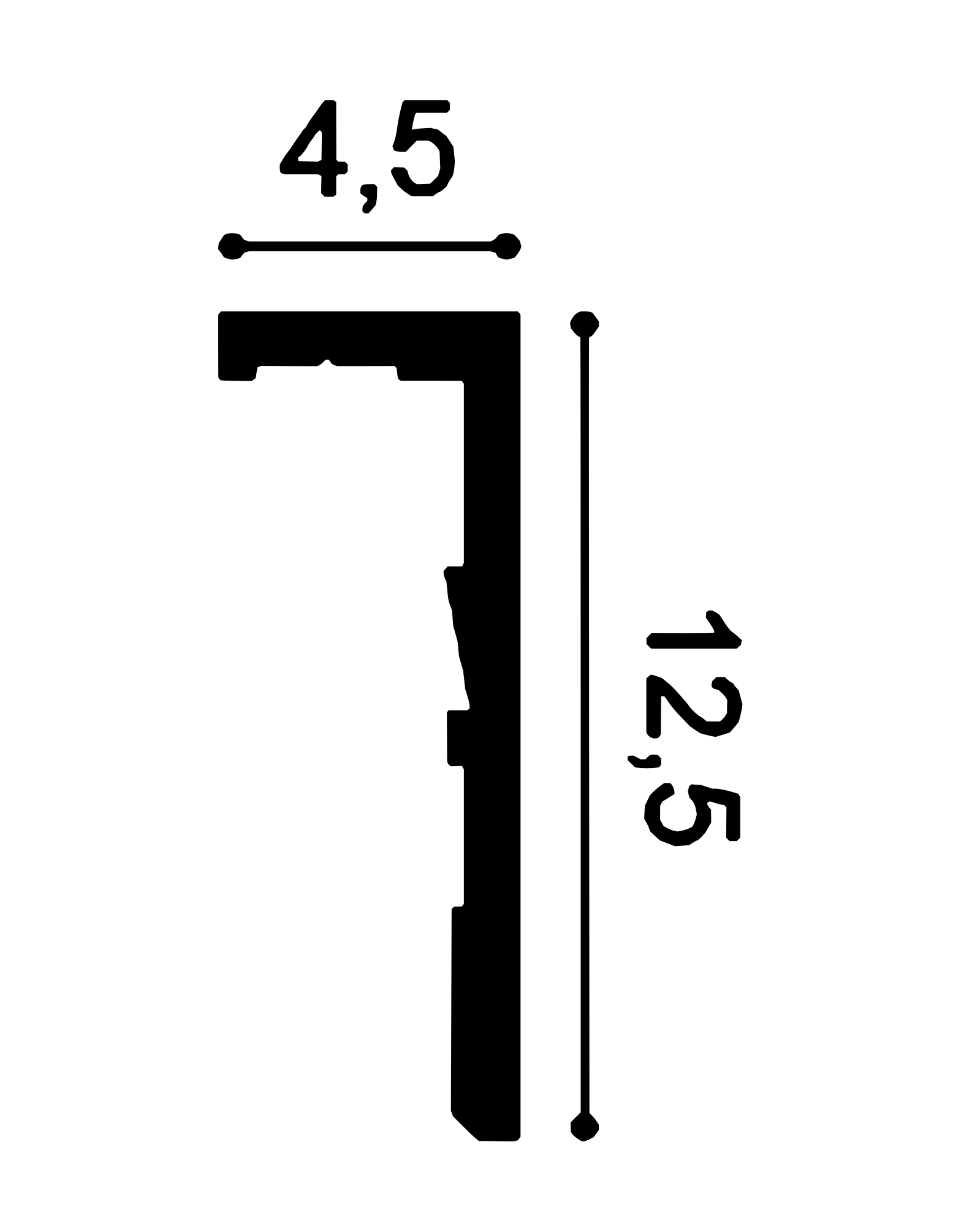 Orac CX216 Kroonlijst doorsnede met afmetingen