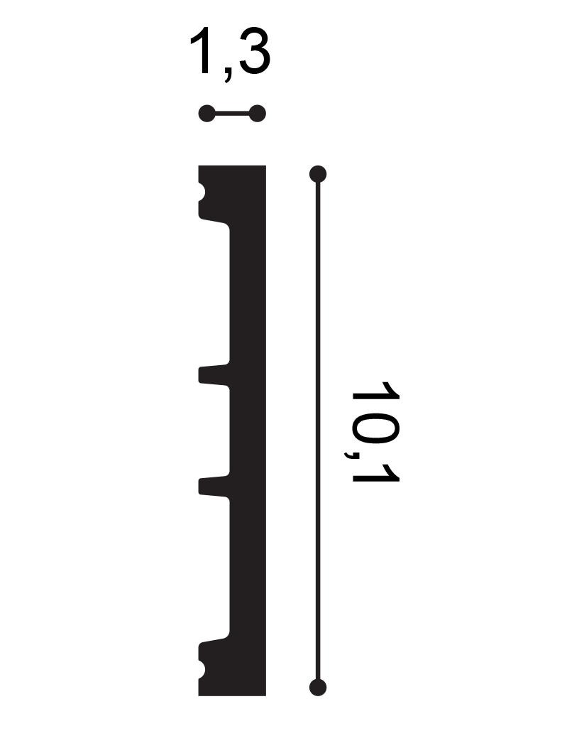Orac DX163 Sierornament doorsnede met afmetingen