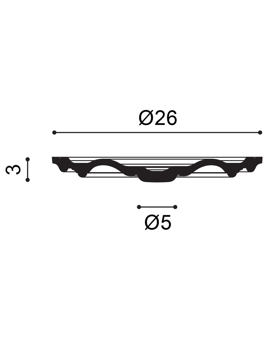 Orac R07 Plafondrozet doorsnede met afmetingen