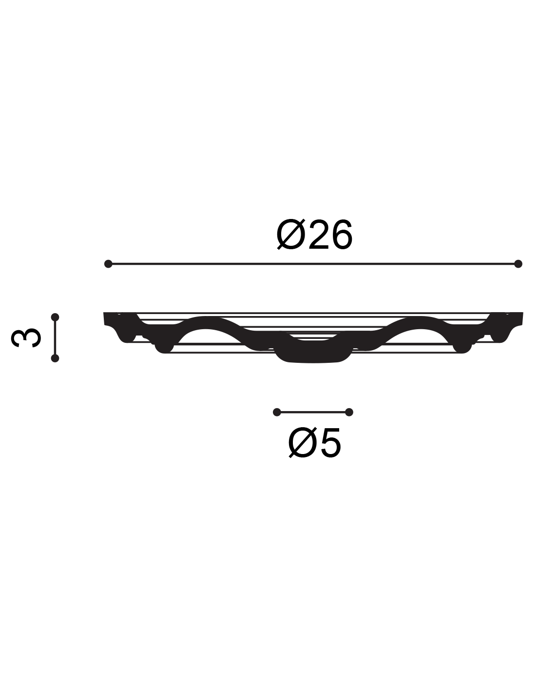 Orac R07 Plafondrozet doorsnede met afmetingen