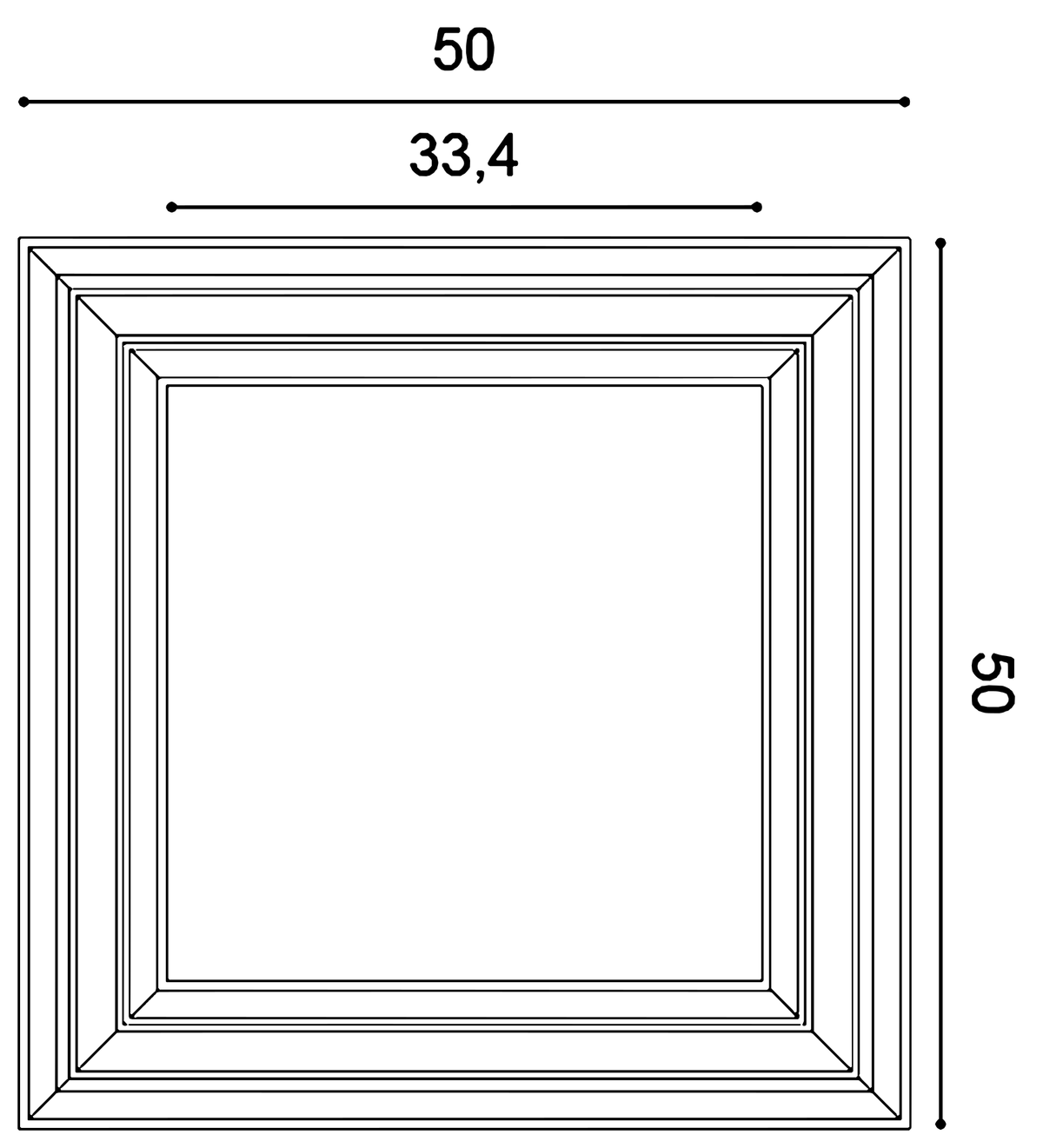 Orac W121 3D Wandpaneel doorsnede met afmetingen