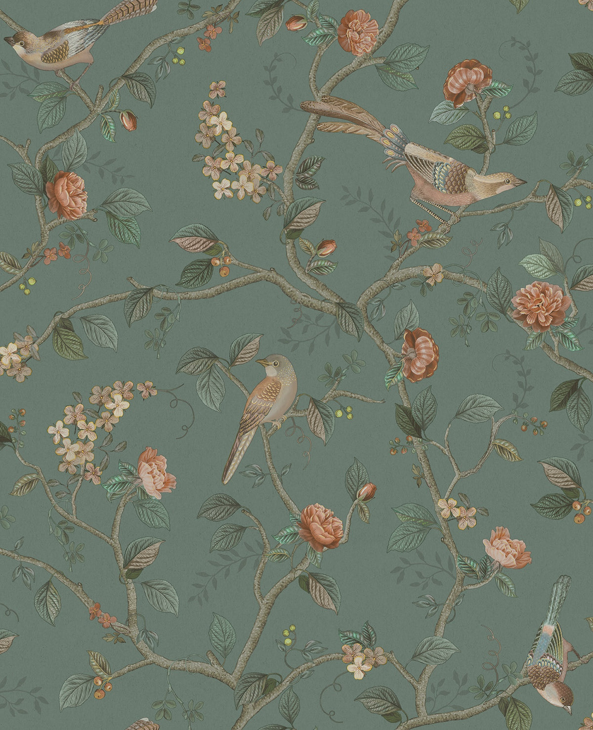 Pip Studio 6 behang Good Nightingale 333124 teal