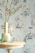 Pip Studio 6 behang Chinese Porcelain 333141 light greyblue in interieur
