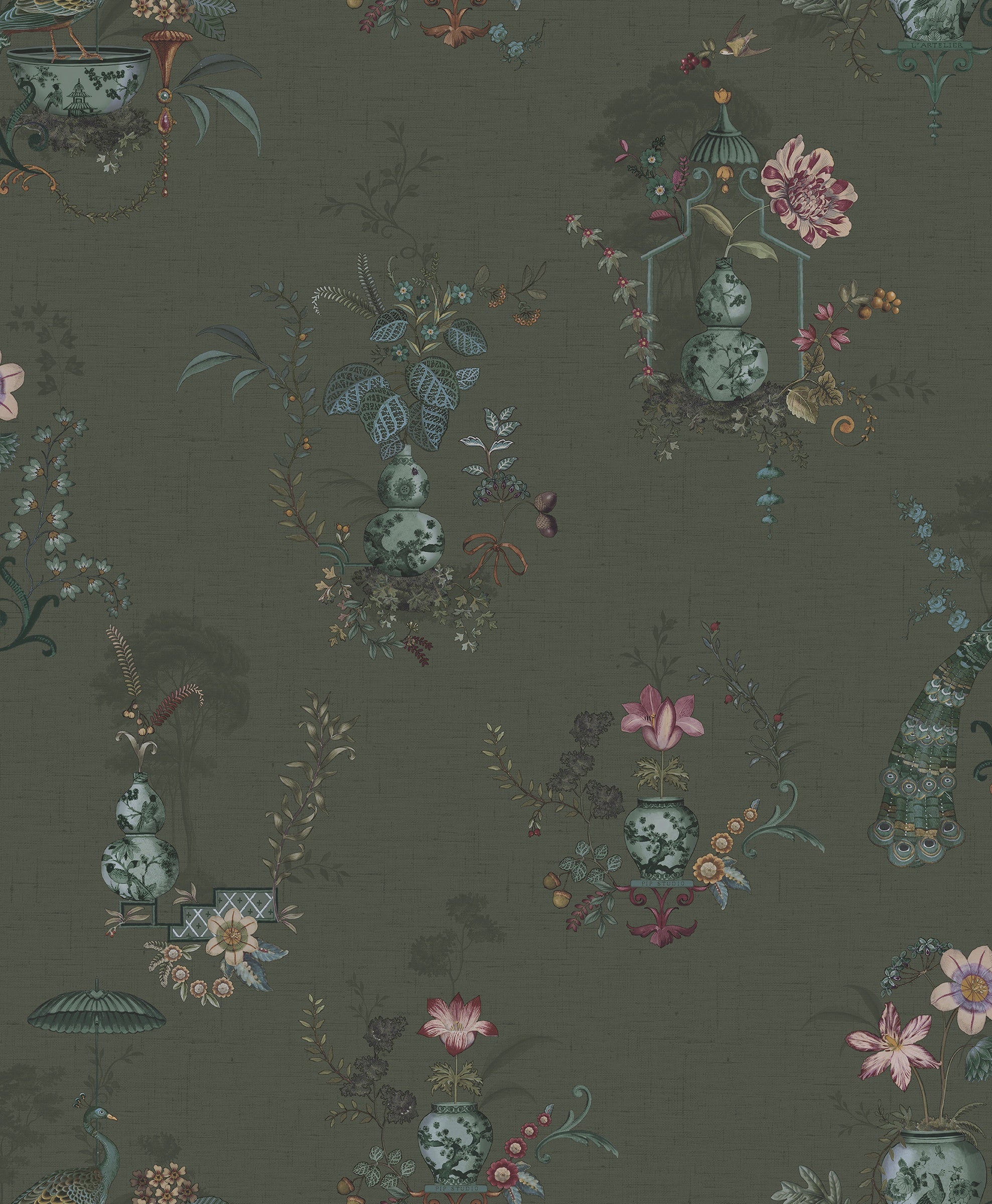 Pip Studio 6 behang Chinese Porcelain 333144 army
