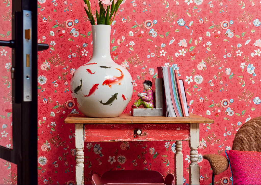 Pip Studio IV behang Spring to Life Bright Pink 375004 in interieur