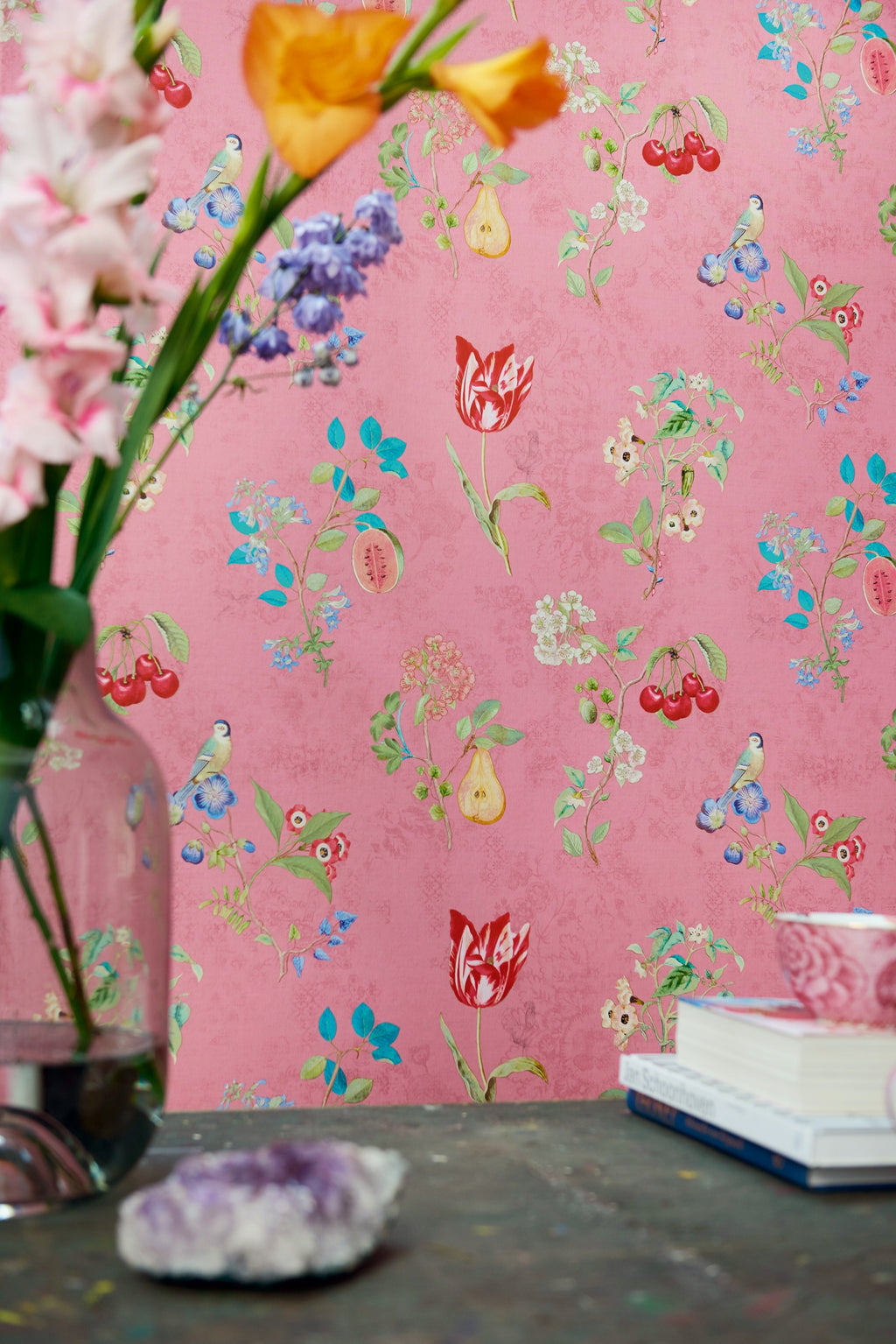 Pip Studio IV behang Cherry Pip Studio Light Pink 375023 in interieur