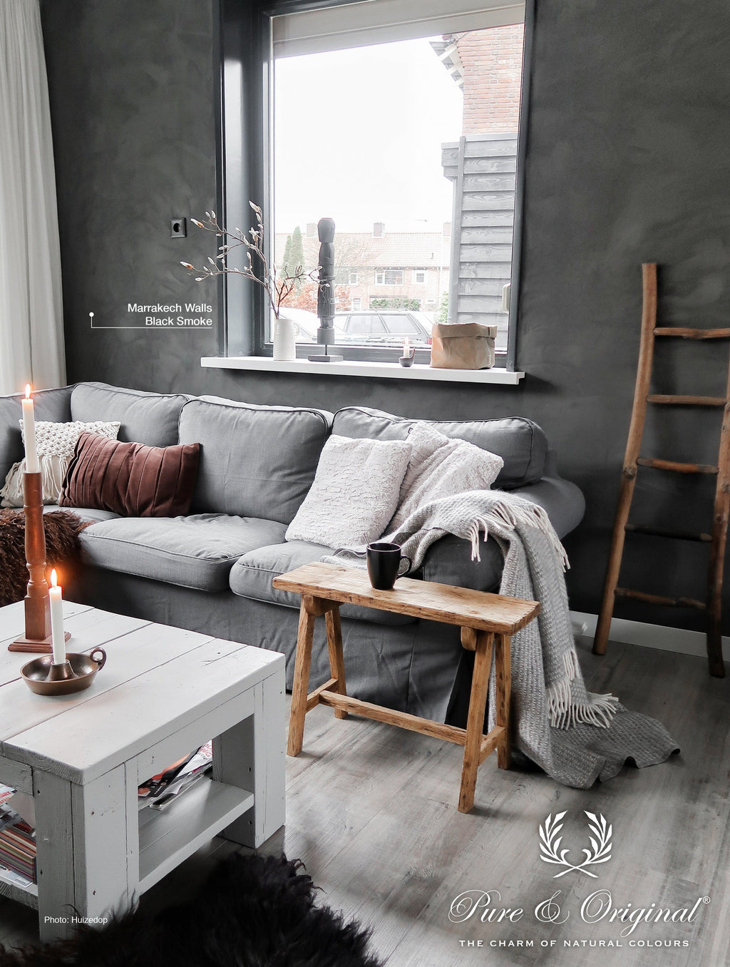 Pure & Original Black Smoke Marrakech Walls kalkstuc in interieur