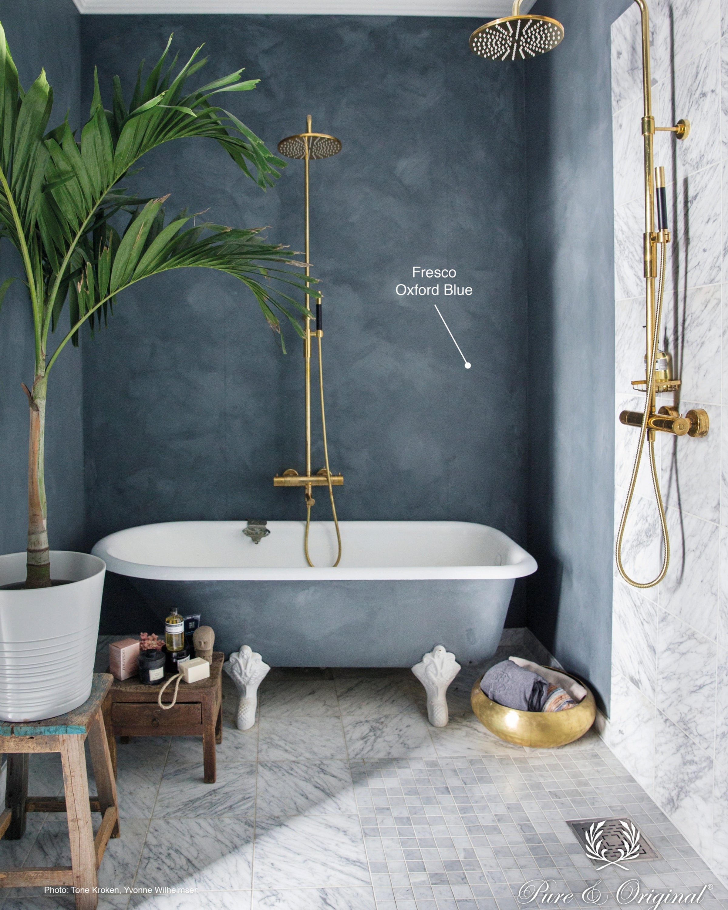 Pure & Original Oxford Blue Fresco kalkverf in interieur