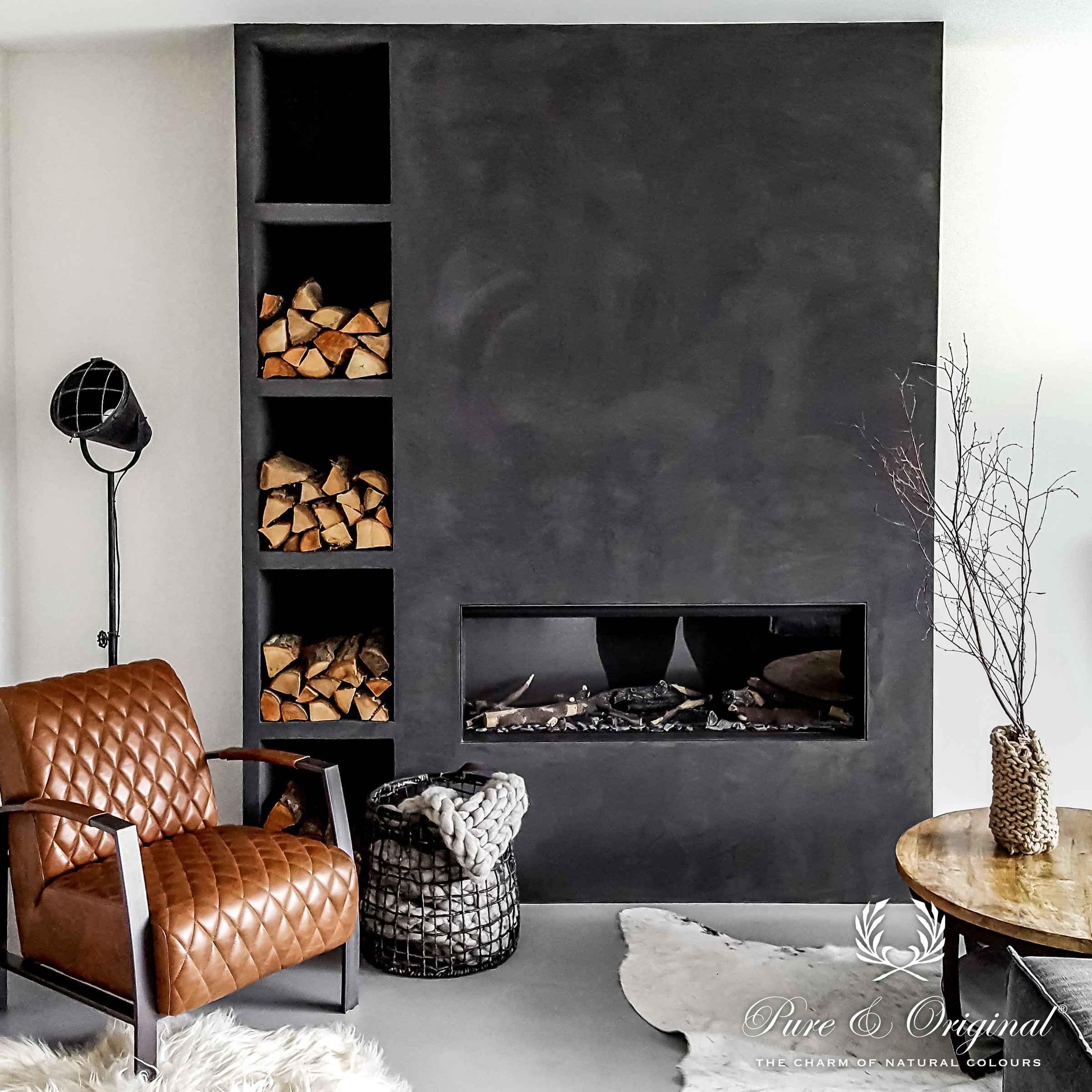 Pure & Original Slate Grey Marrakech Walls kalkstuc in interieur