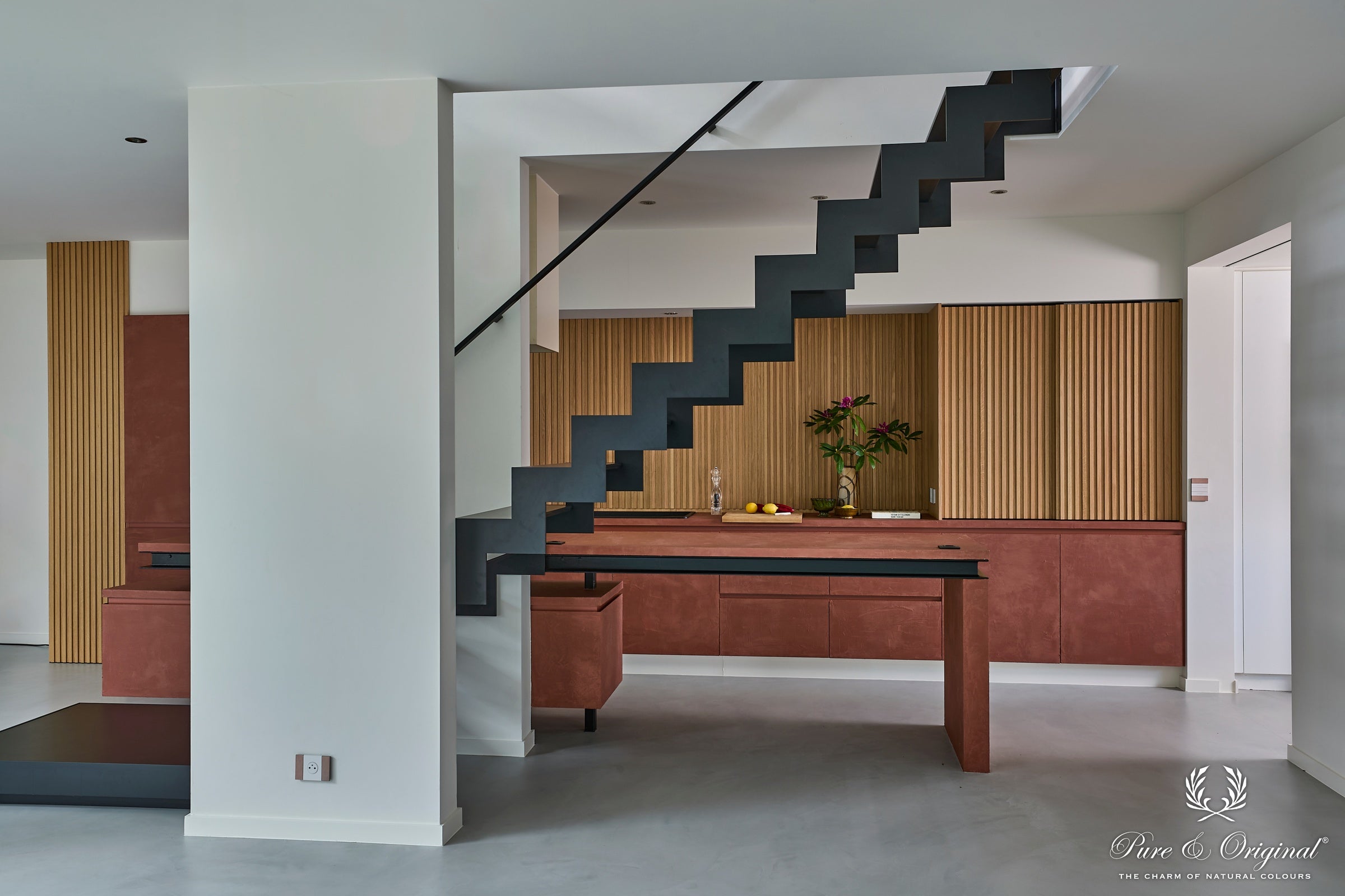 Pure & Original Terracotta Massif muurverf in interieur