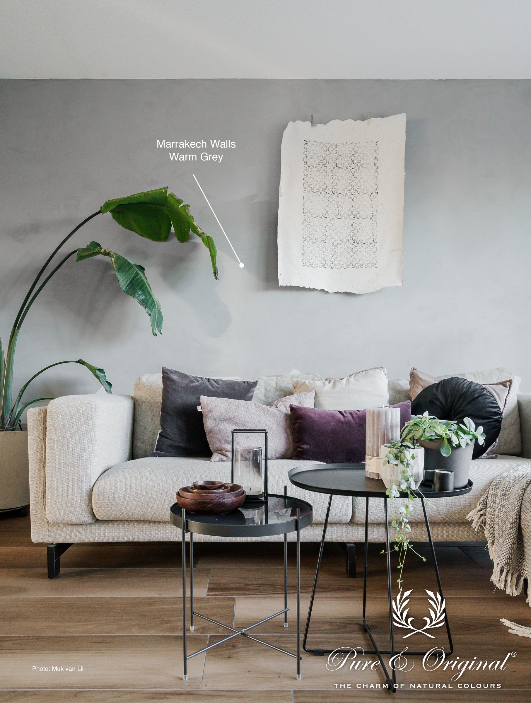 Pure & Original Warm Grey Marrakech Walls kalkstuc in interieur