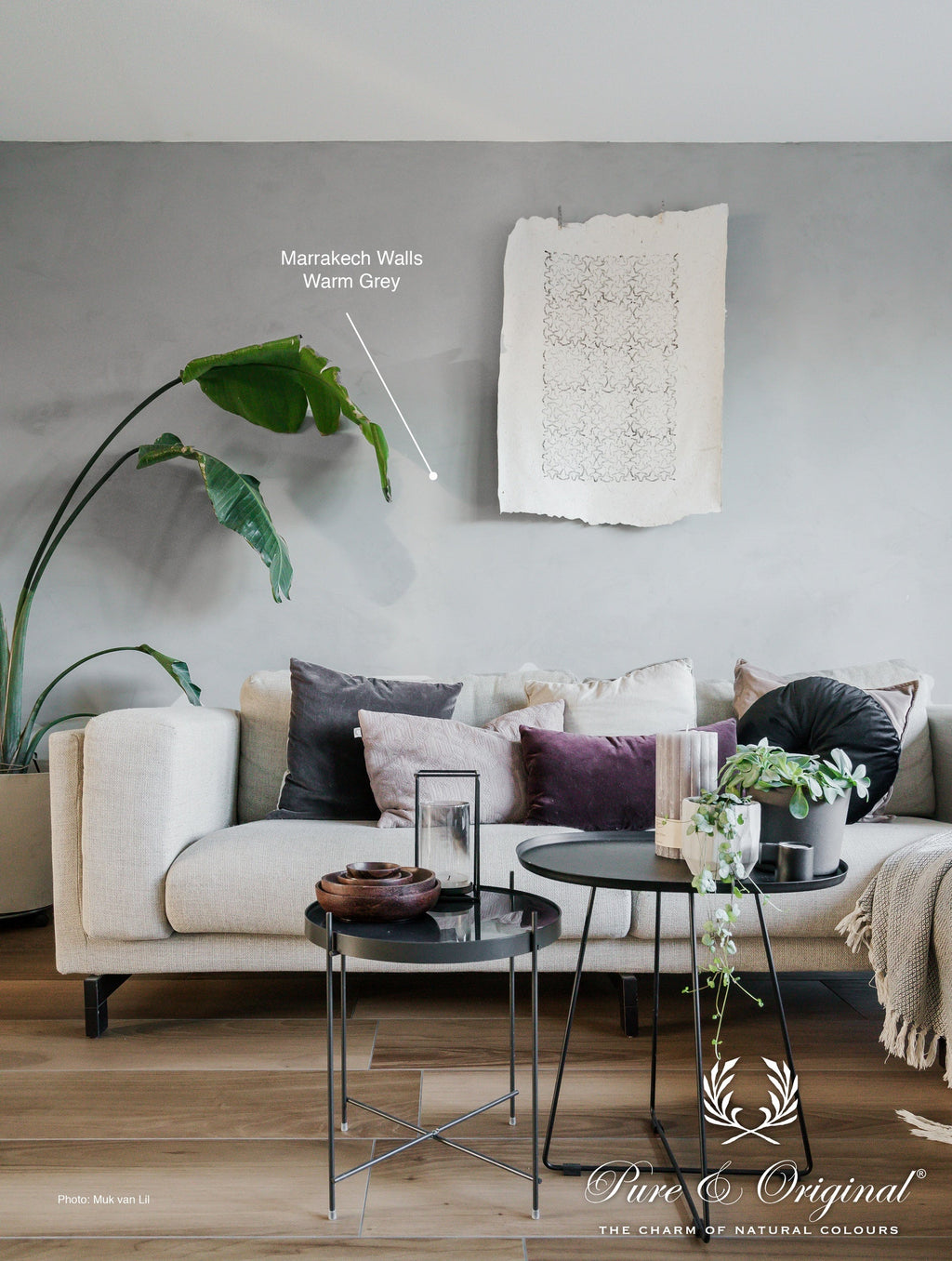 Pure & Original Warm Grey Marrakech Walls kalkstuc in interieur