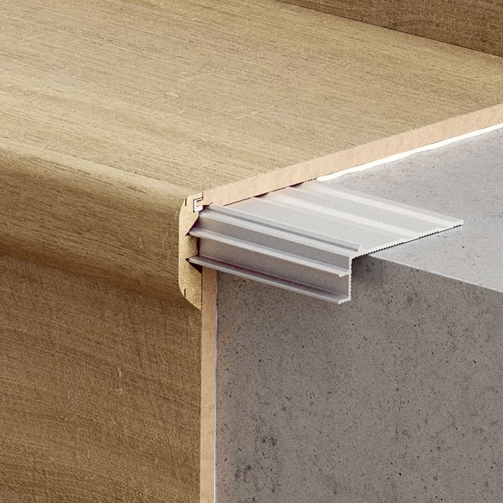 Quickstep Incizo trapprofiel (aluminium) - montage op traptrede